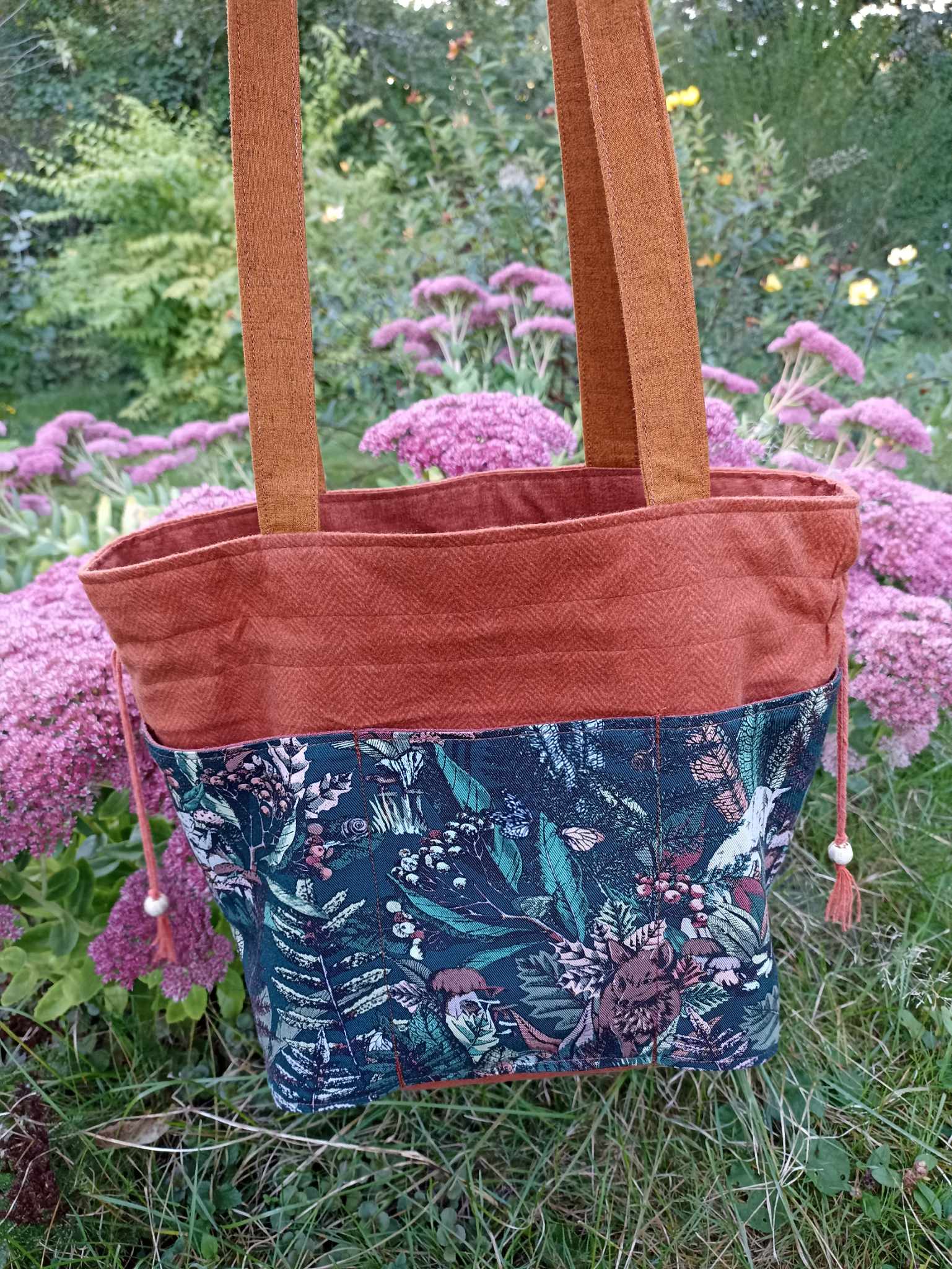 Sac en tissu, automne renard écureuil, fait main