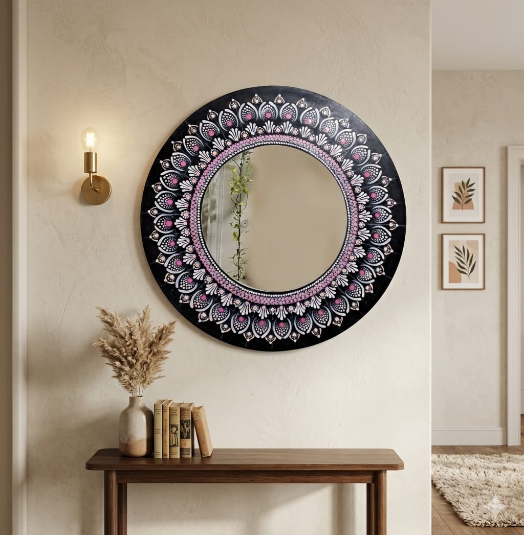 Hand-Painted Mandala Wall Mirror