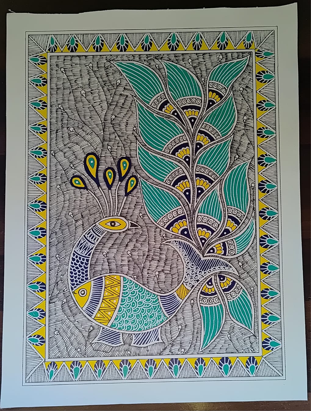 Gond Peacock n Fish Art 