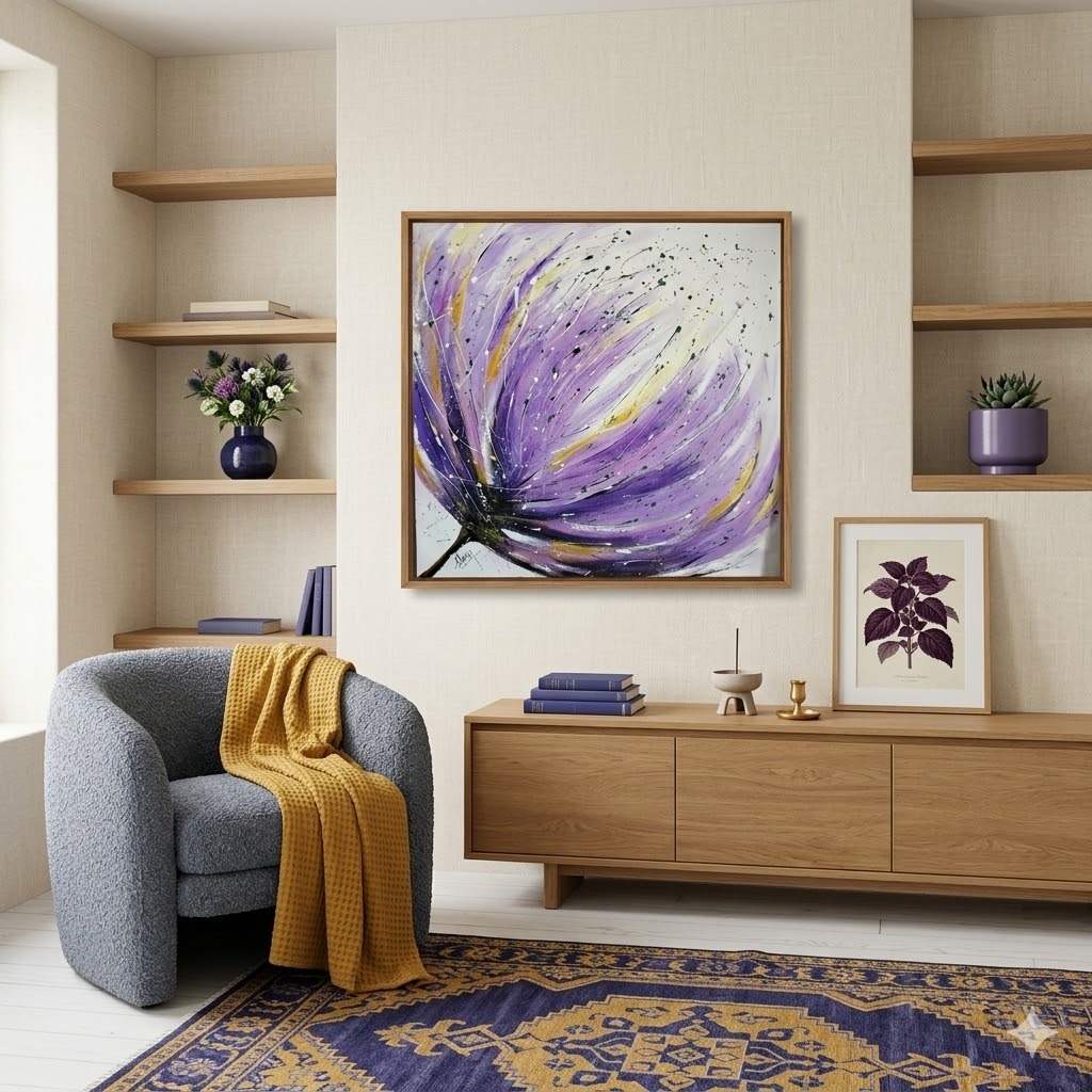 Abstract Purple Flower Painting