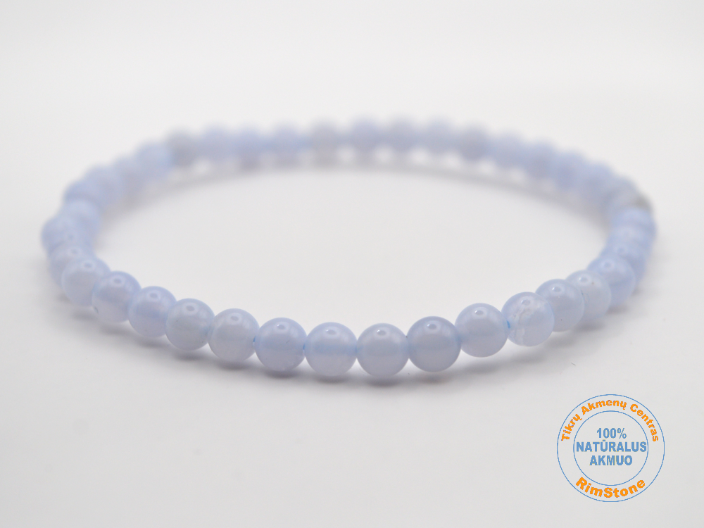 Melsvasis chalcedonas 4 mm / 17 cm