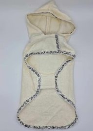Beach & Bath Hoody - Cream with a Patterned Trim