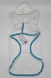 Beach & Bath Hoody - White with Blue Floral Trim