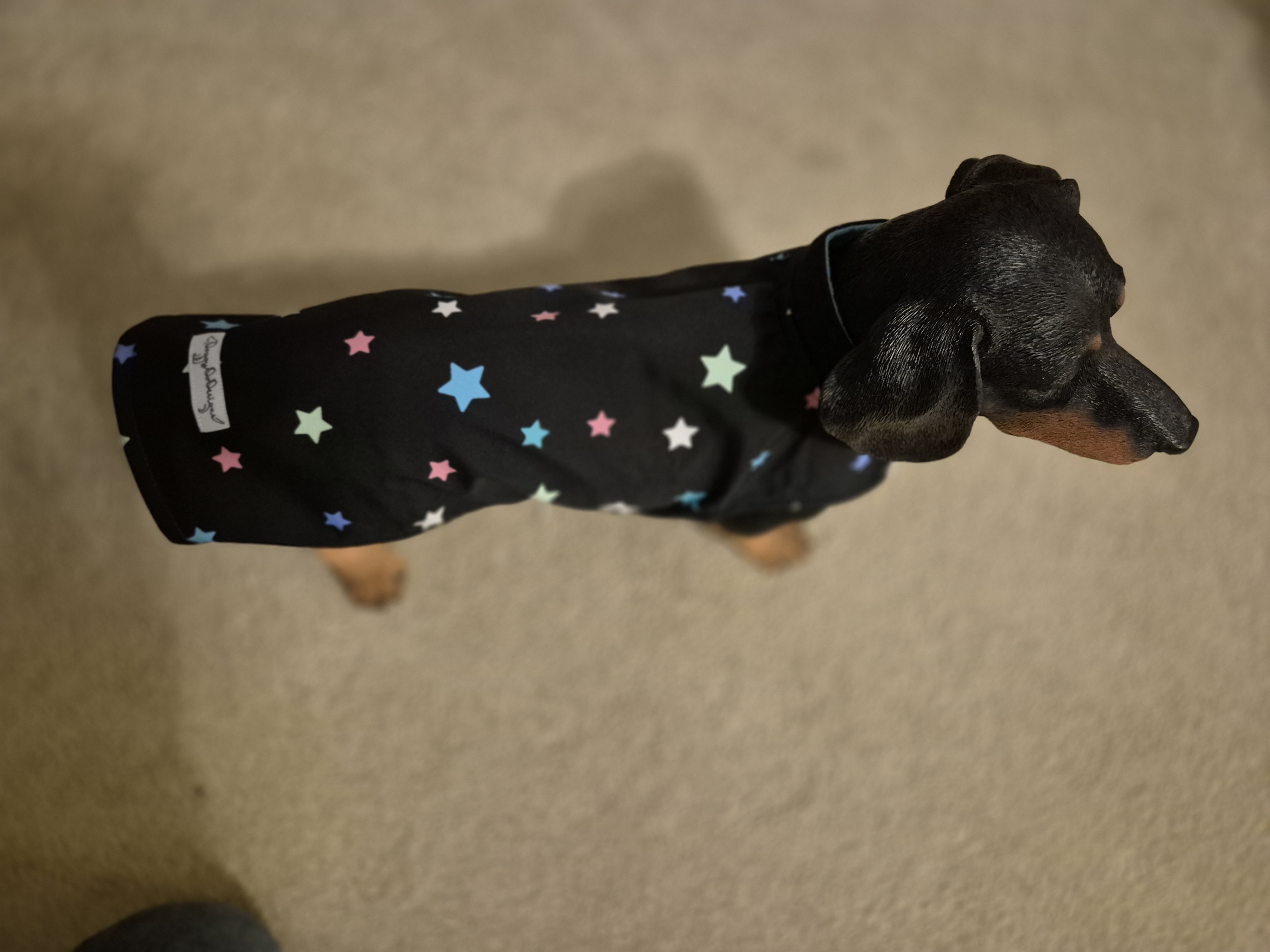 Coloured stars on Black Background Water Resistant fleece lined coat