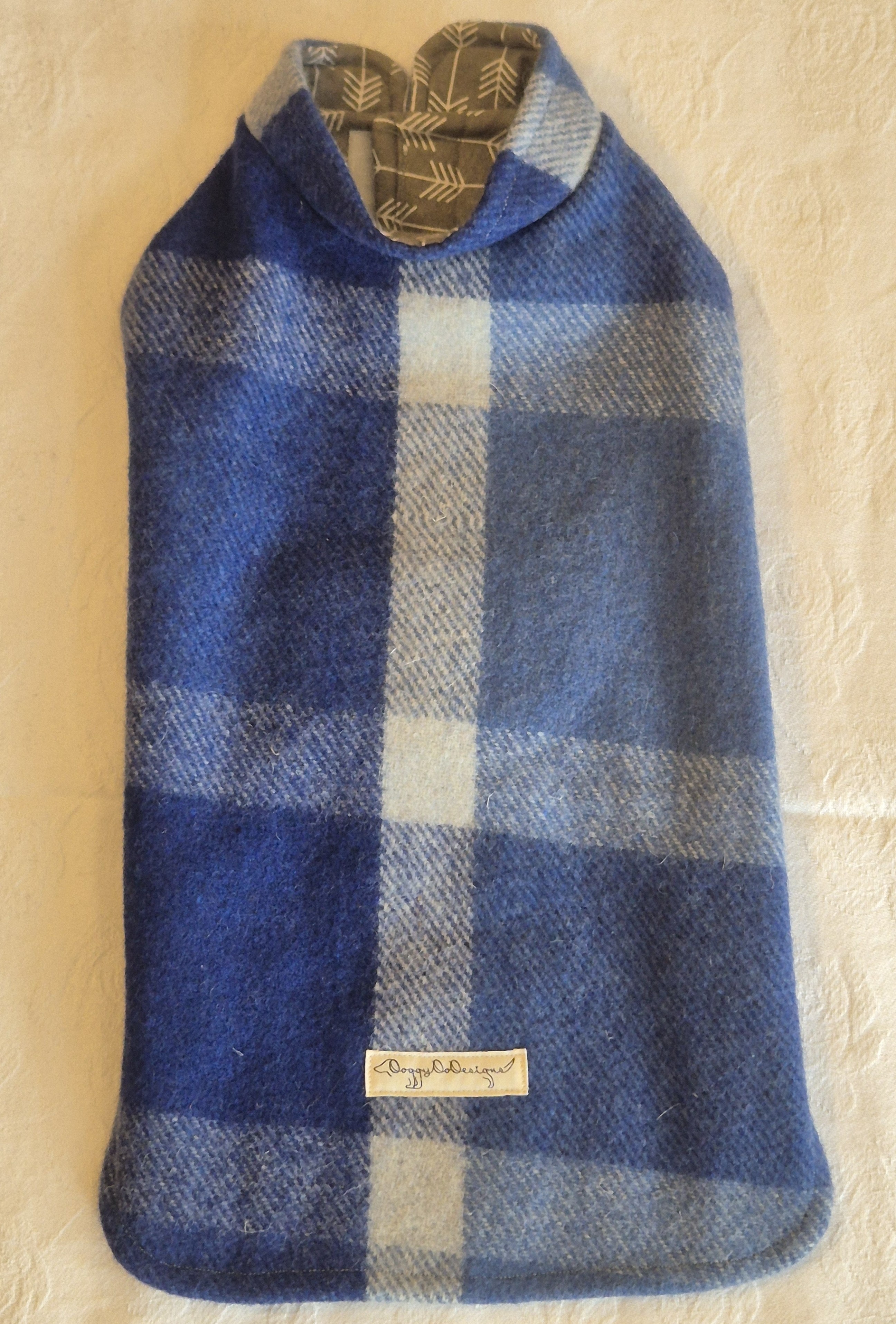 Blue Checked Wool Coat
