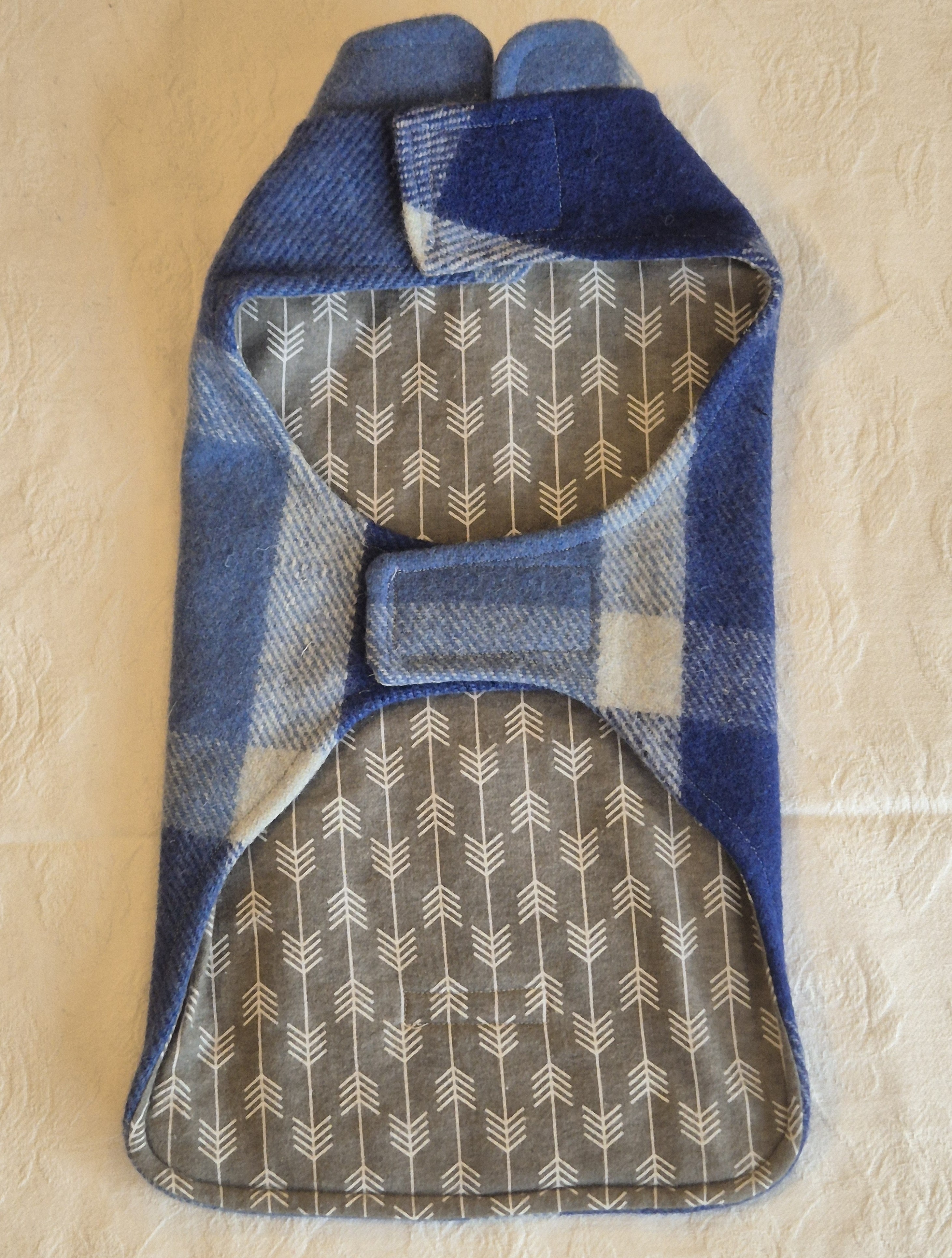 Blue Checked Wool Coat
