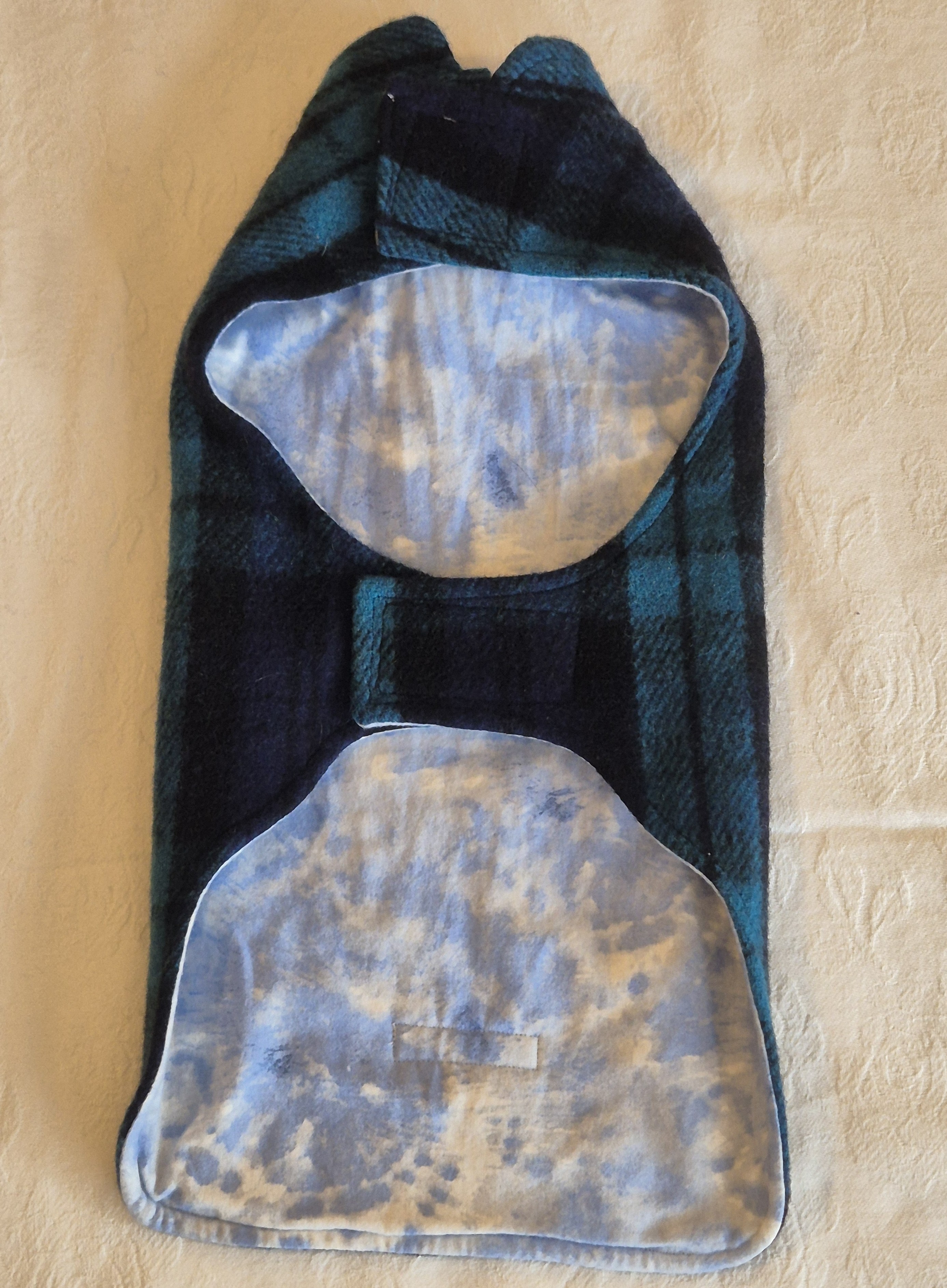 Wide Block Blue & Teal Tartan Wool Coat