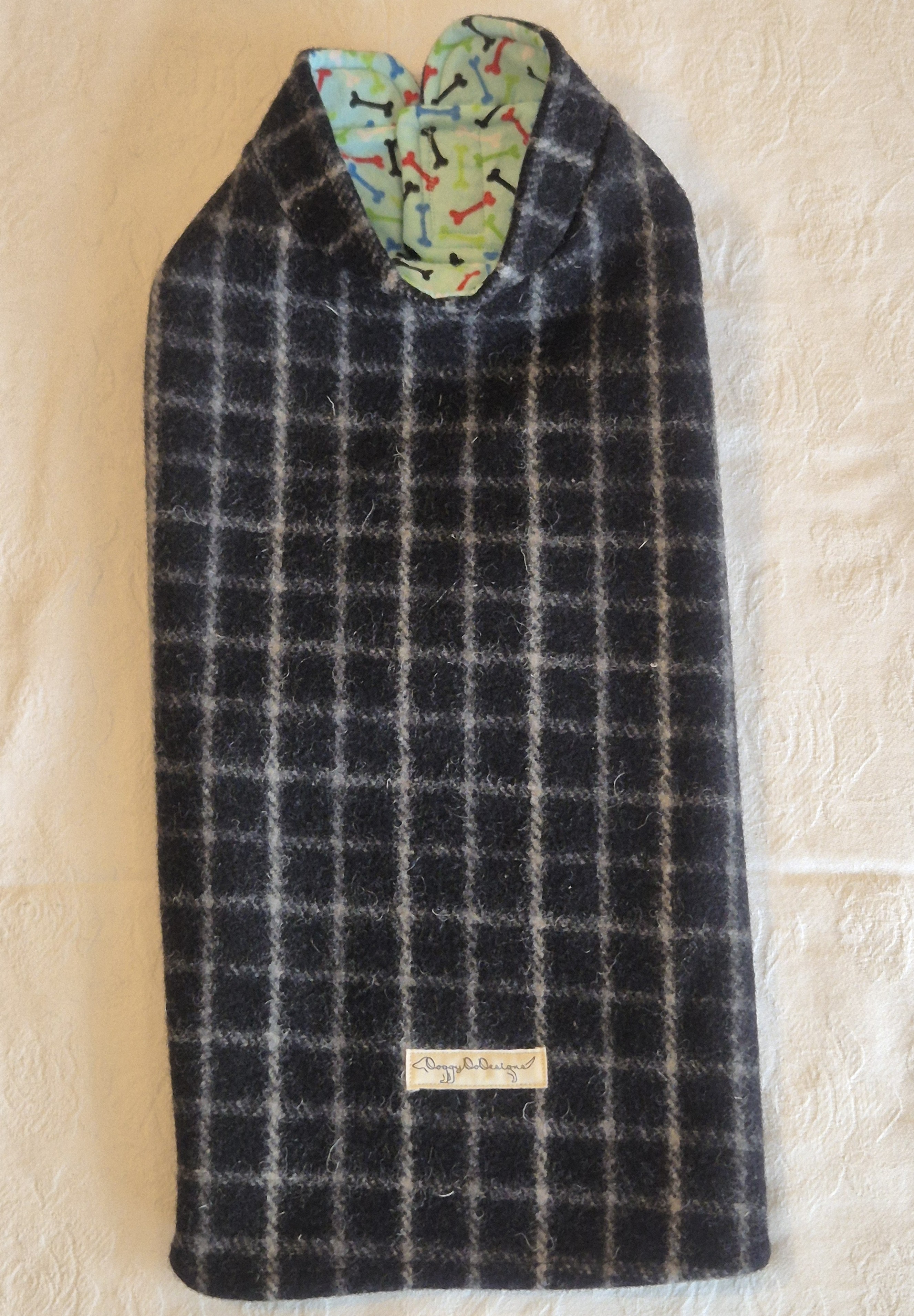 Black with Grey Checked Wool Coat