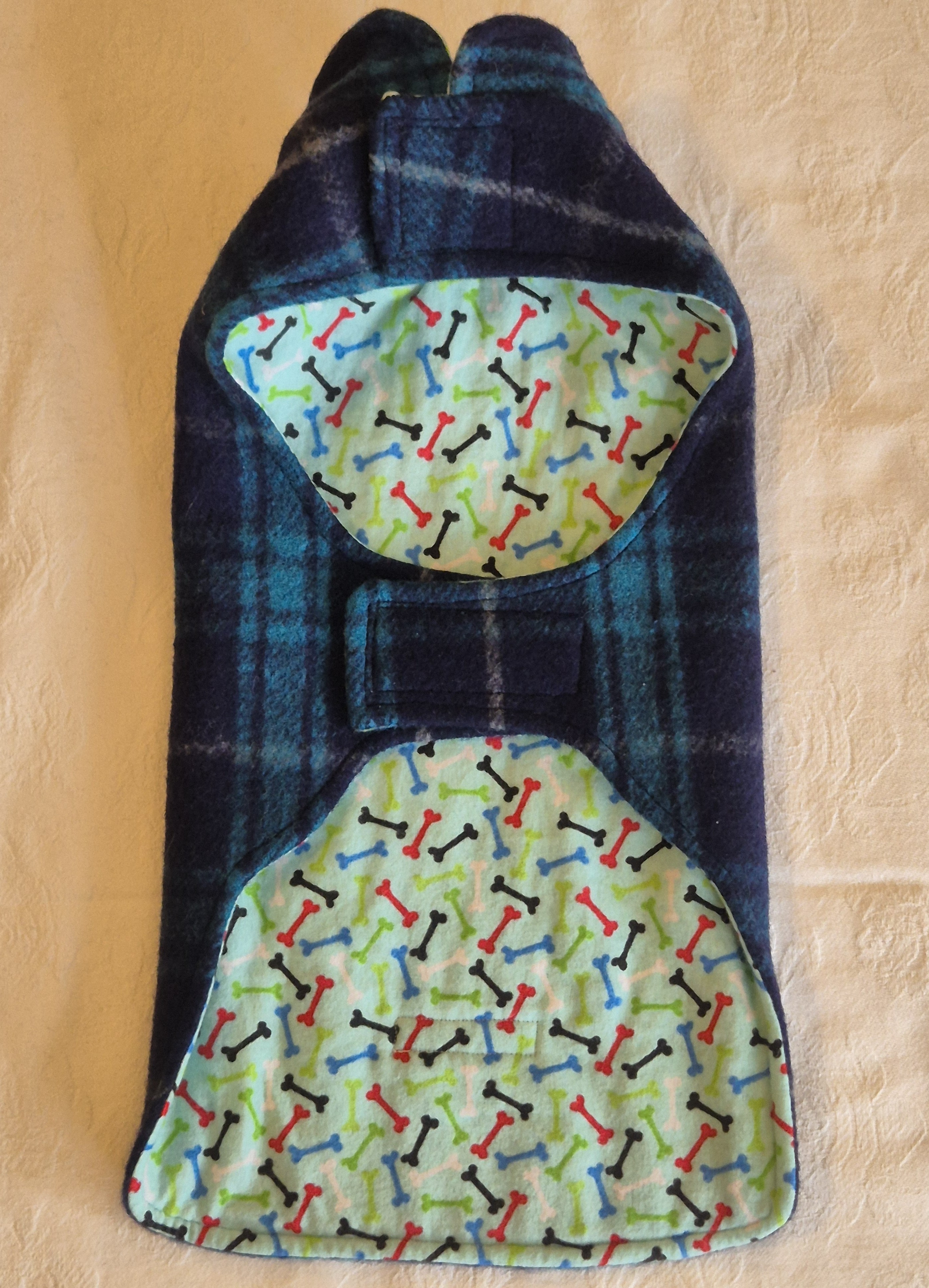 Small Block Blue & Teal Tartan Wool Coat