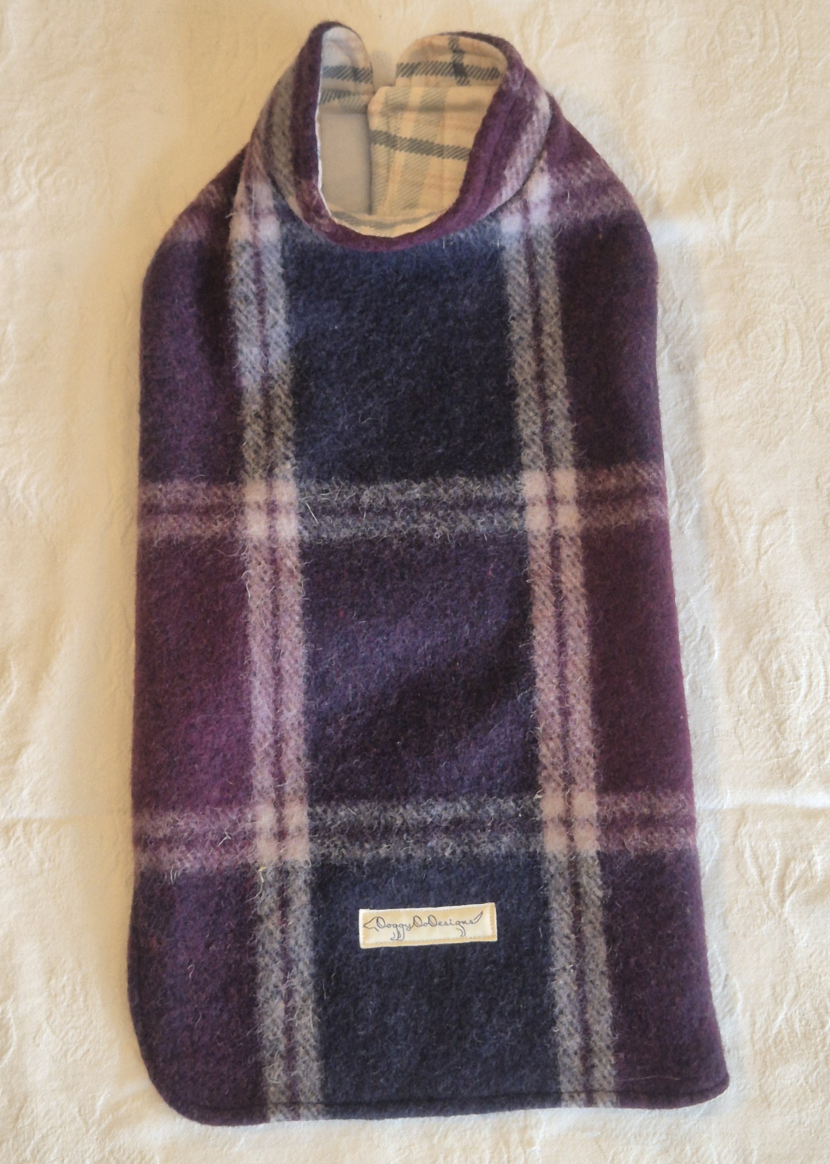 Navy & Burgandy Tartan Wool Coat