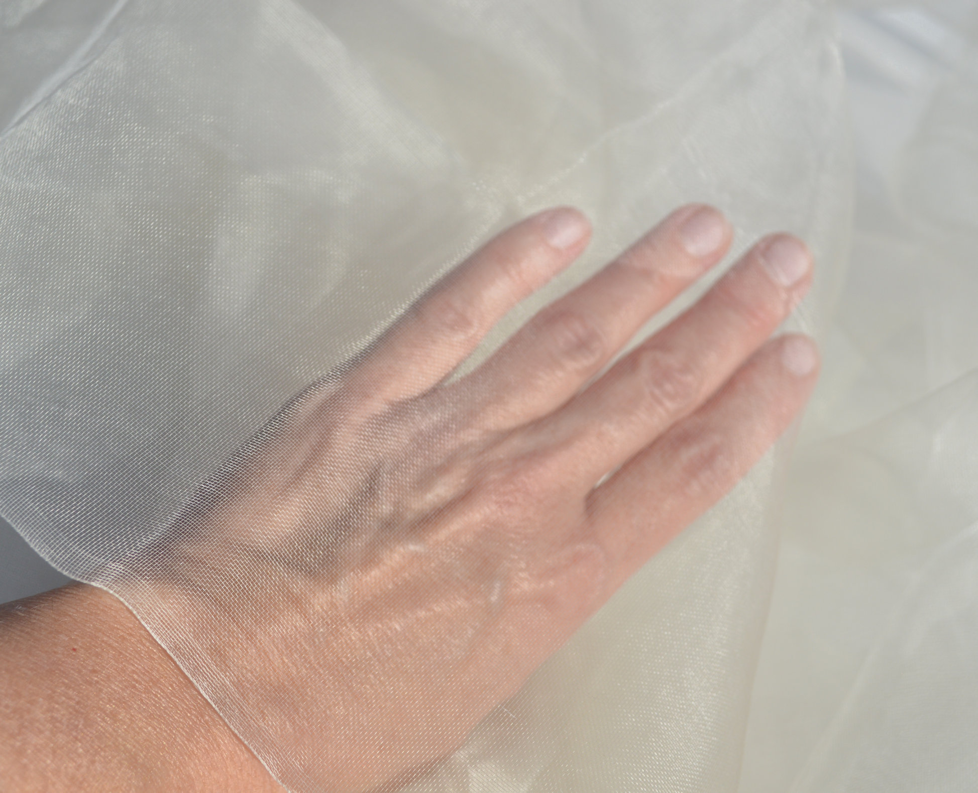 Silk organza gauze rarefied 36" (92cm) width by the yard, uzbek silk, natural color unbleached silk for nunofelting.