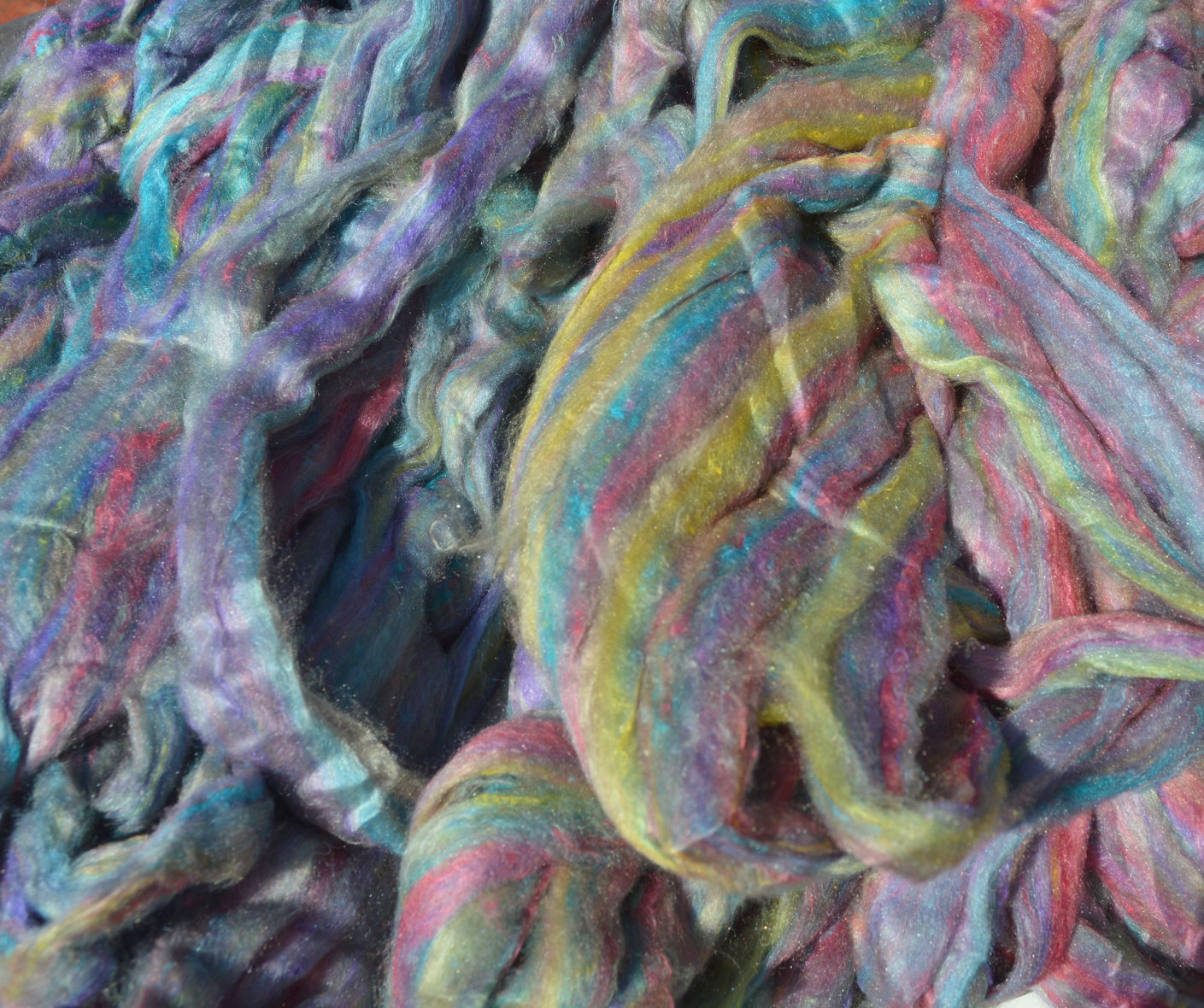 Recycled sari silk sliver roving 1oz, 2oz multicolored, pastel tone fiber for spinning felting