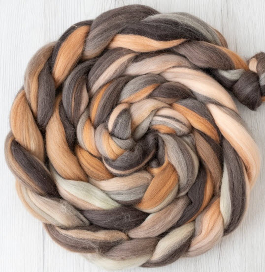 Extra fine merino wool roving 19microns, blended colors wool combed top, mona lisa,  2 oz