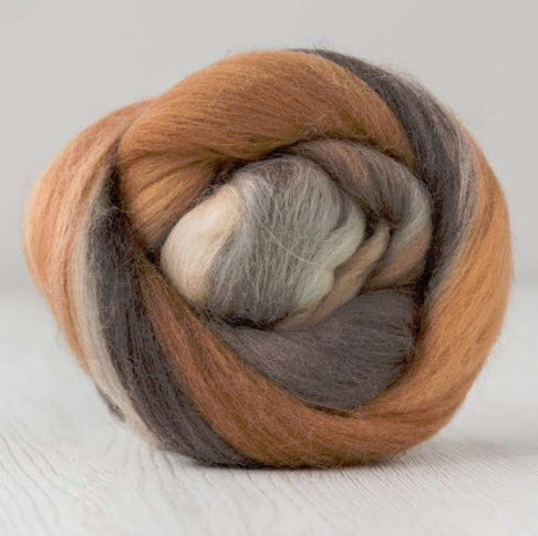 Extra fine merino wool roving 19microns, blended colors wool combed top, mona lisa,  2 oz