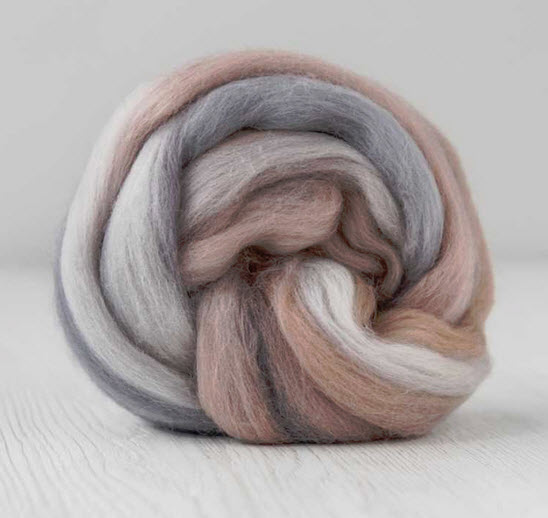 Extra fine merino wool roving 19microns, blended colors wool combed top, dance lesson,  2 oz