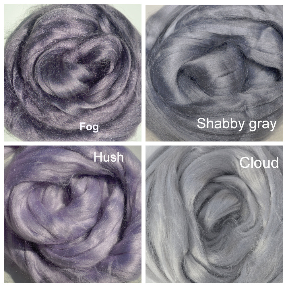 Gray viscose fiber roving top 2oz fiber for felting spinning art batts.