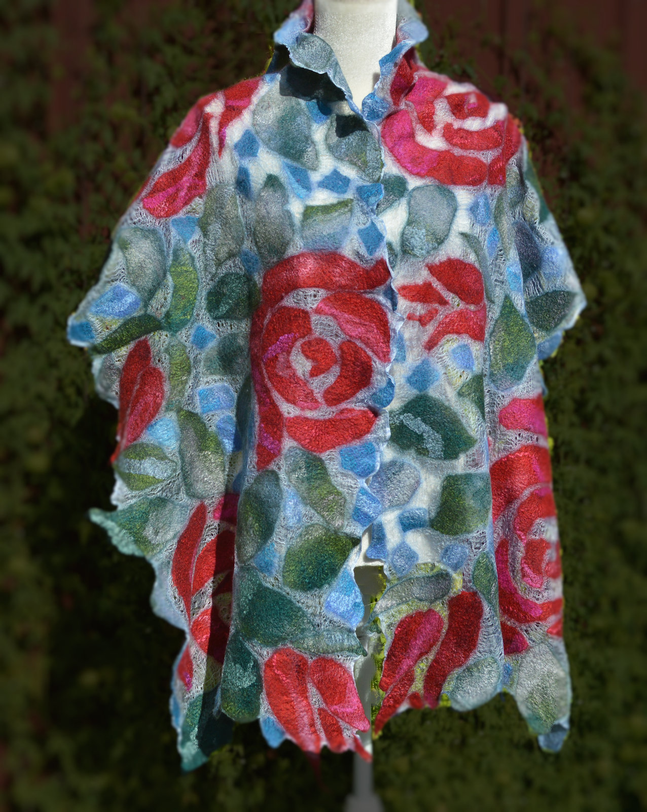 Silk, wool felted scarf, nuno felted  wrap,  shawl, OOAK