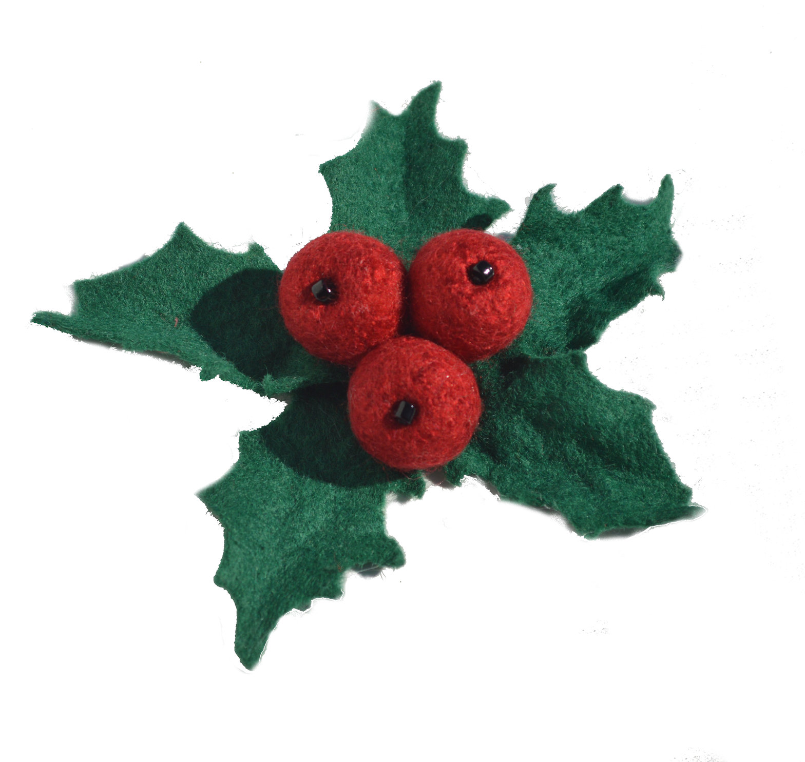 Holly berry brooch pin, felted red wool berry