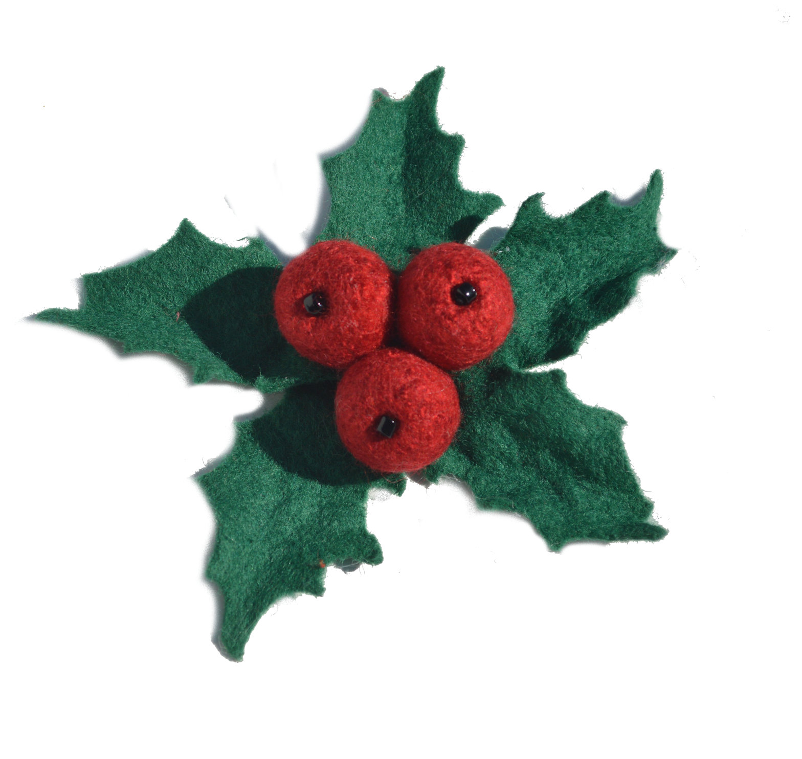 Holly berry brooch pin, felted red wool berry