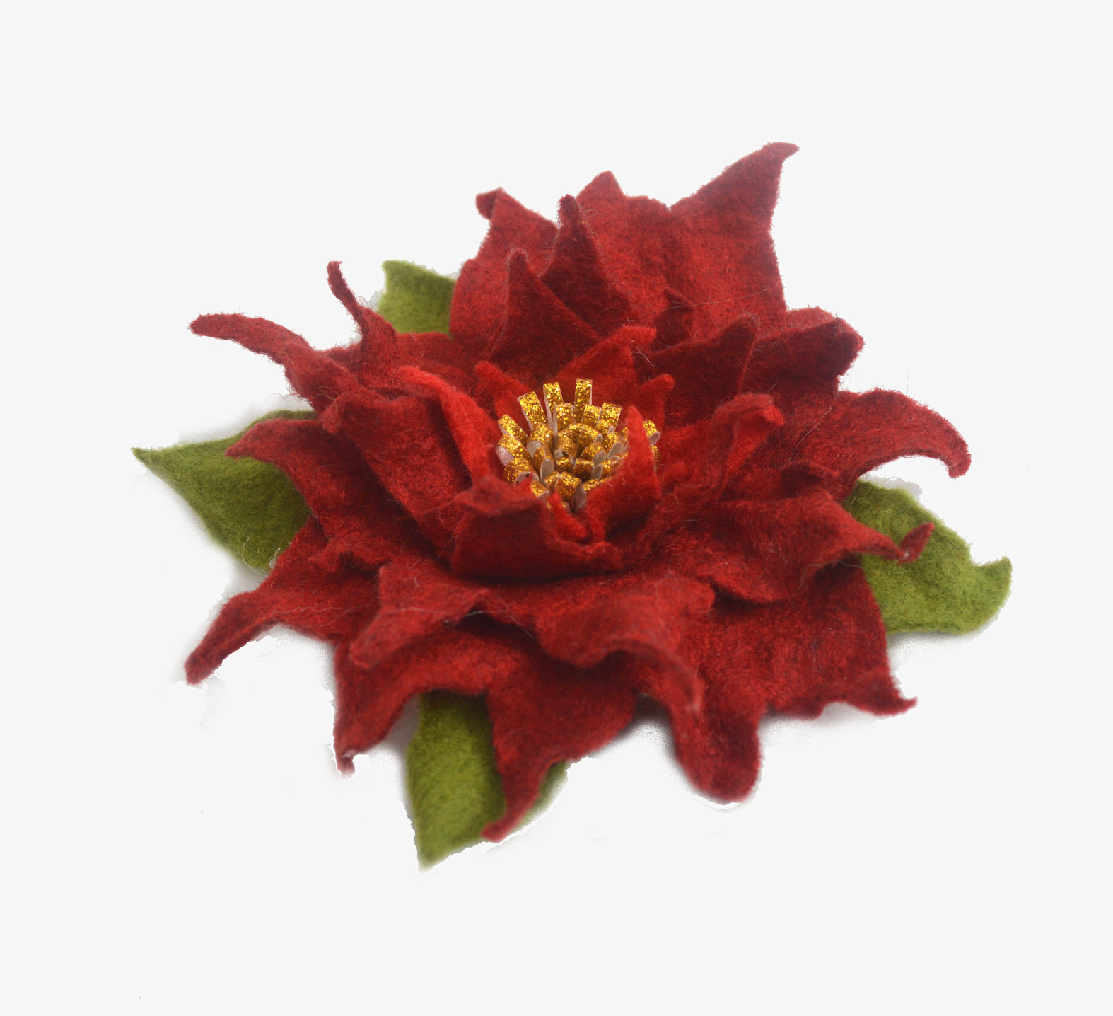 Red felt flower brooch poinsettia wool red flower pin brooch