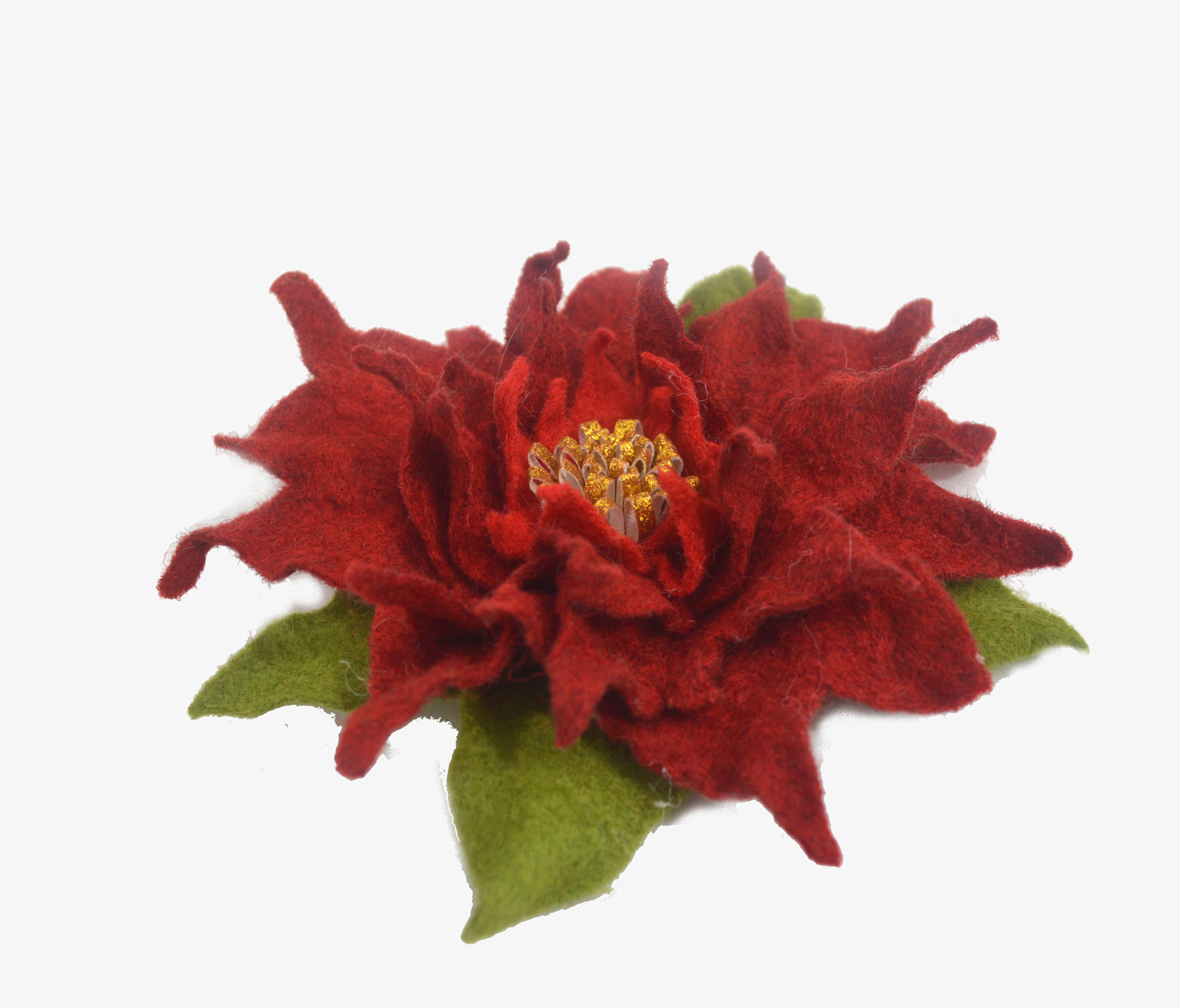 Red felt flower brooch poinsettia wool red flower pin brooch