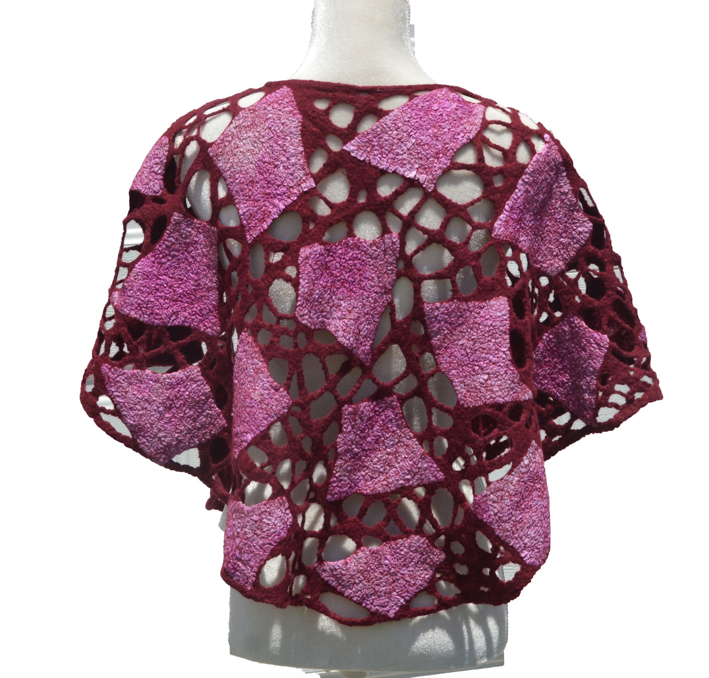 Red Felted Summer Poncho OOAK