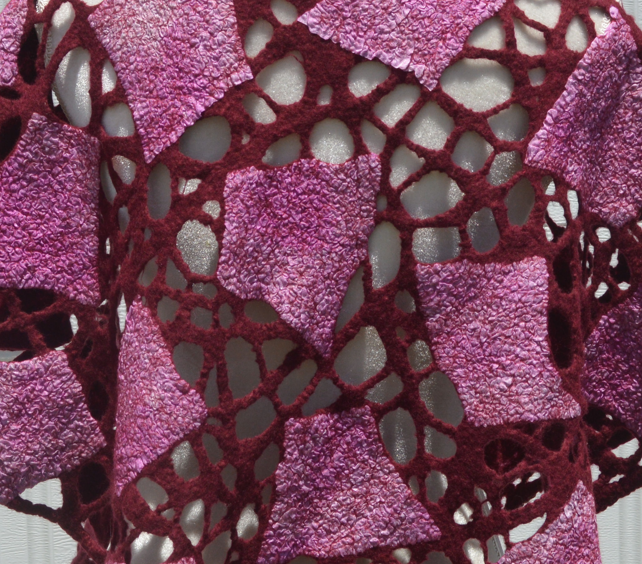 Red Felted Summer Poncho OOAK