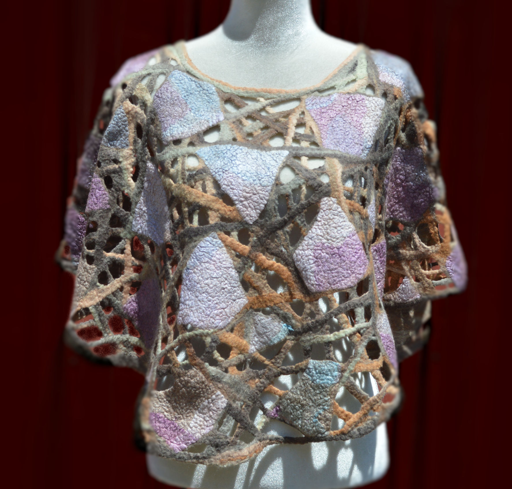 Felted Summer Poncho multicolored OOAK