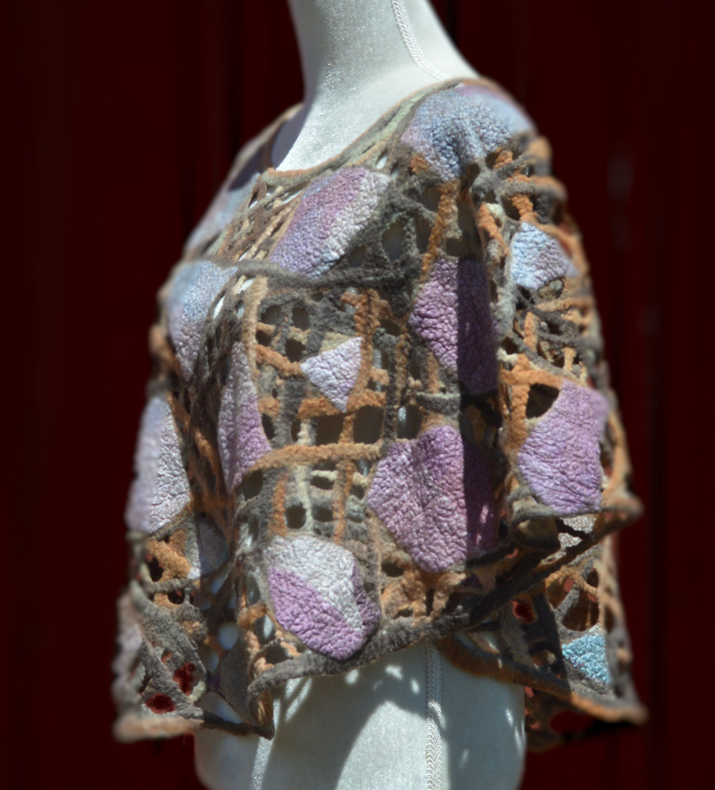 Felted Summer Poncho multicolored OOAK