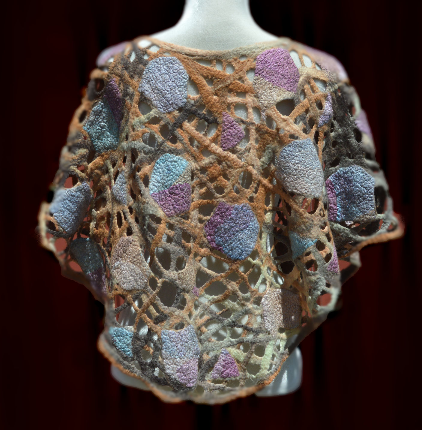 Felted Summer Poncho multicolored OOAK