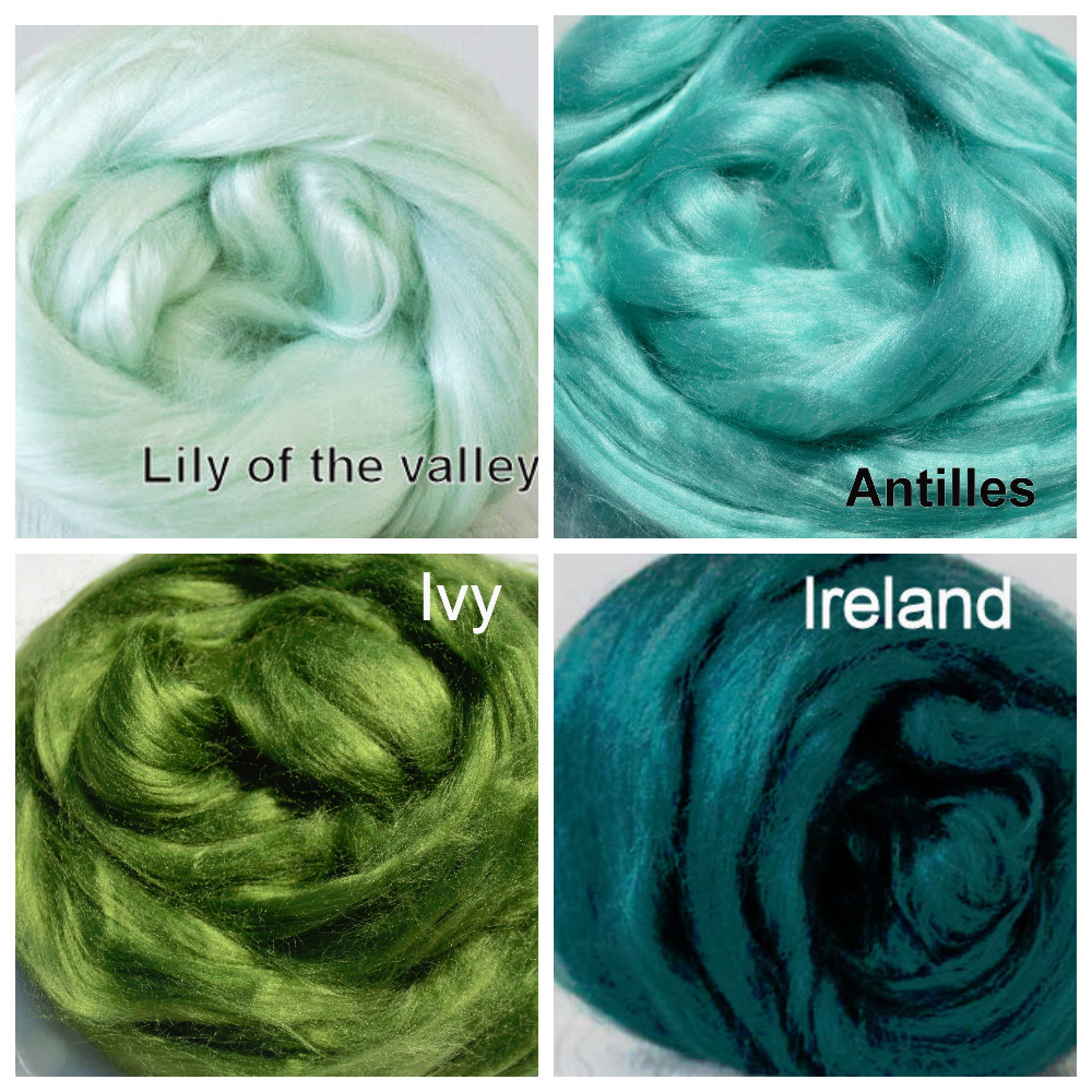 Viscose fiber roving green  2oz  fiber for felting spinning art batts.