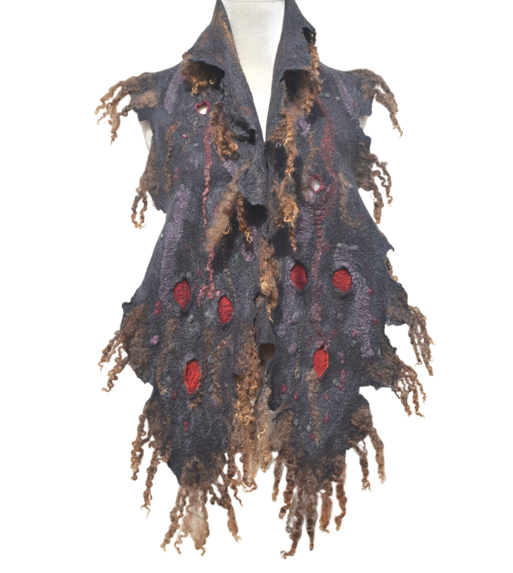 Handcrafted Felted Wool Art Scarf Neck Warmer OOAK