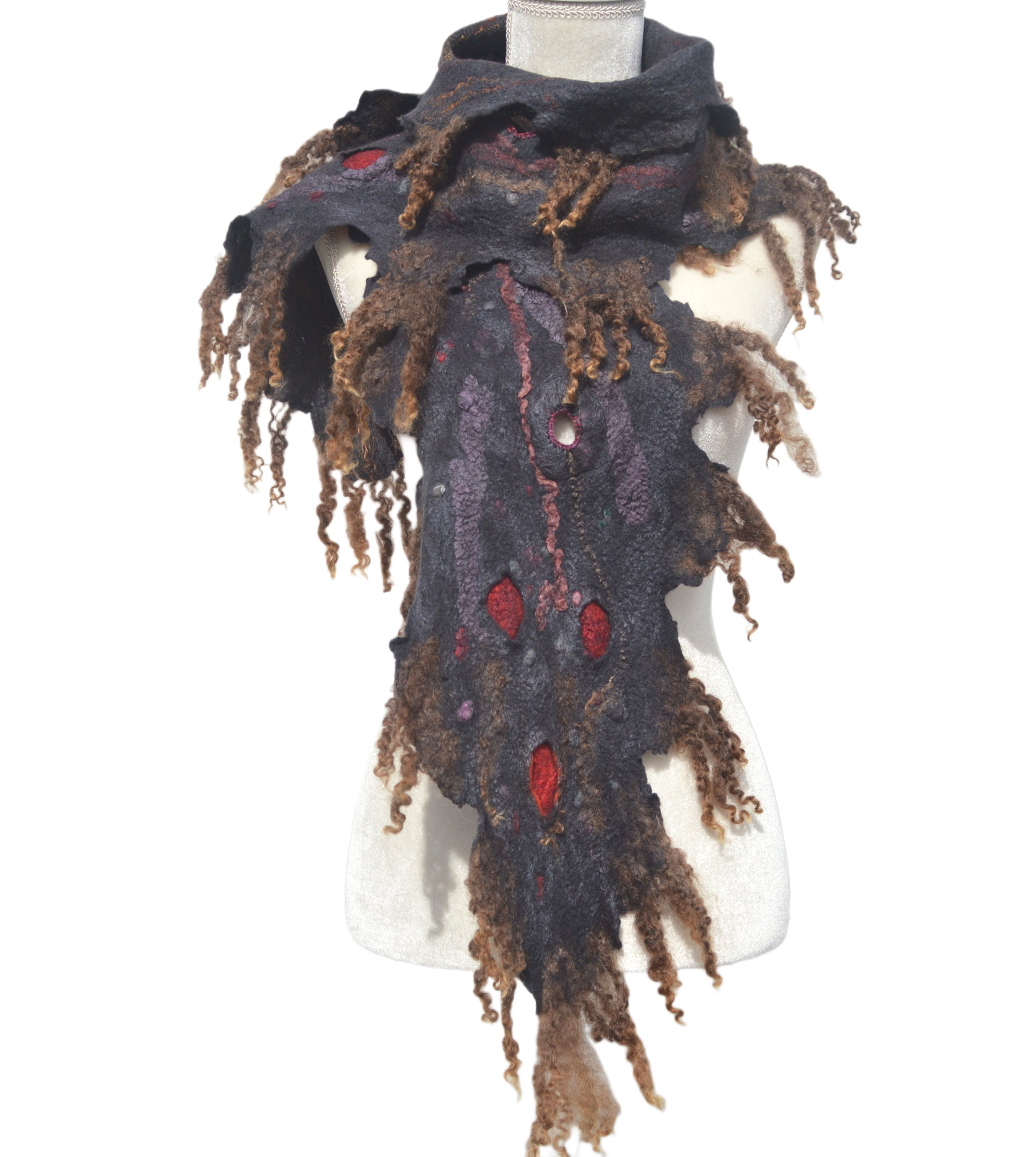 Handcrafted Felted Wool Art Scarf Neck Warmer OOAK