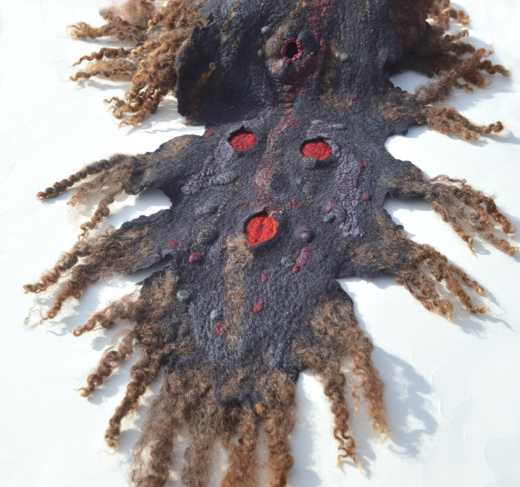 Handcrafted Felted Wool Art Scarf Neck Warmer OOAK