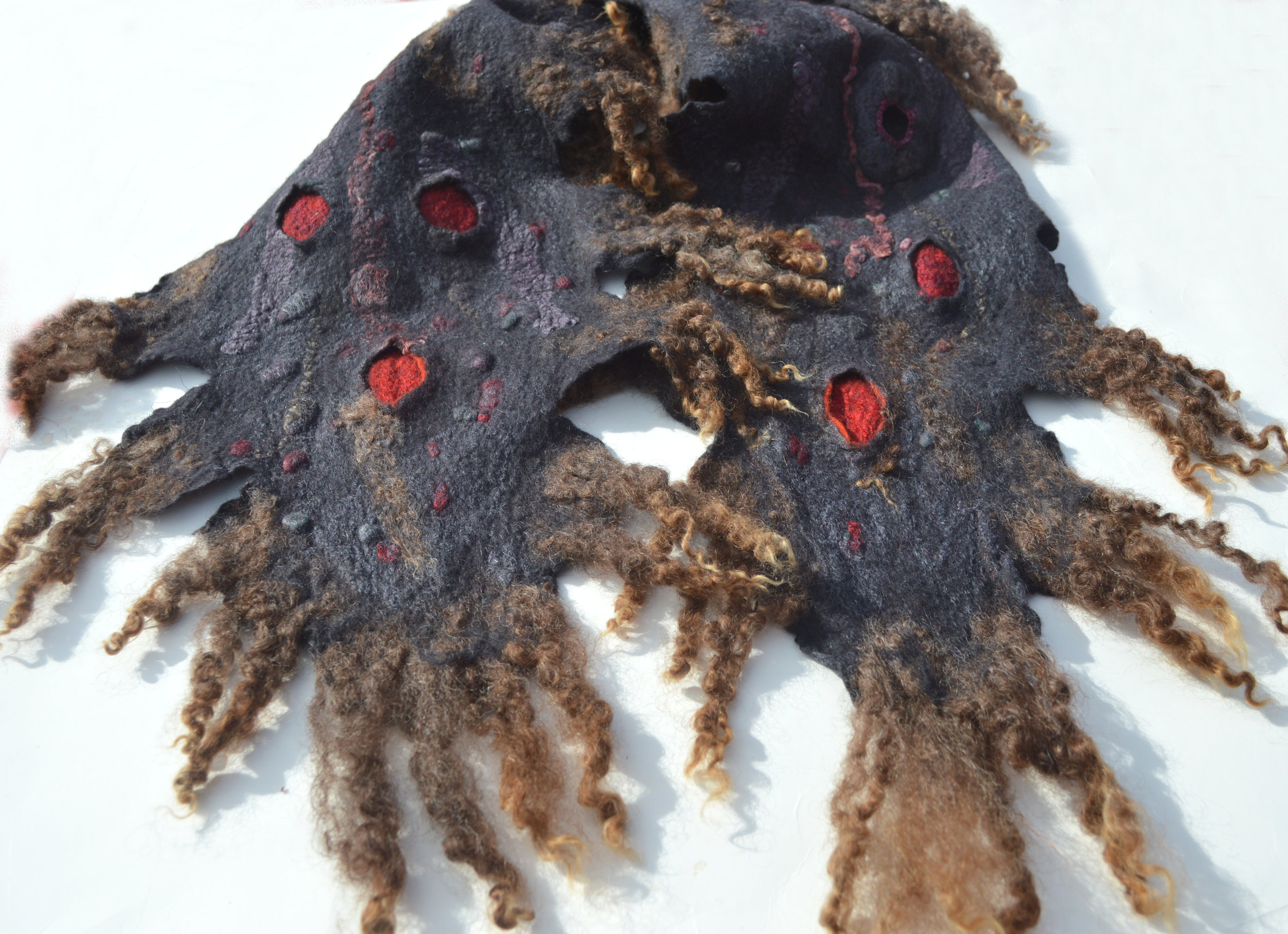 Handcrafted Felted Wool Art Scarf Neck Warmer OOAK