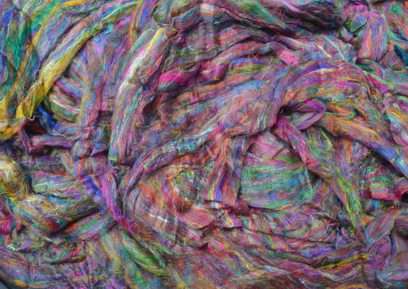 Recycled sari silk sliver roving 1oz, 2oz multicolored fiber for spinning felting