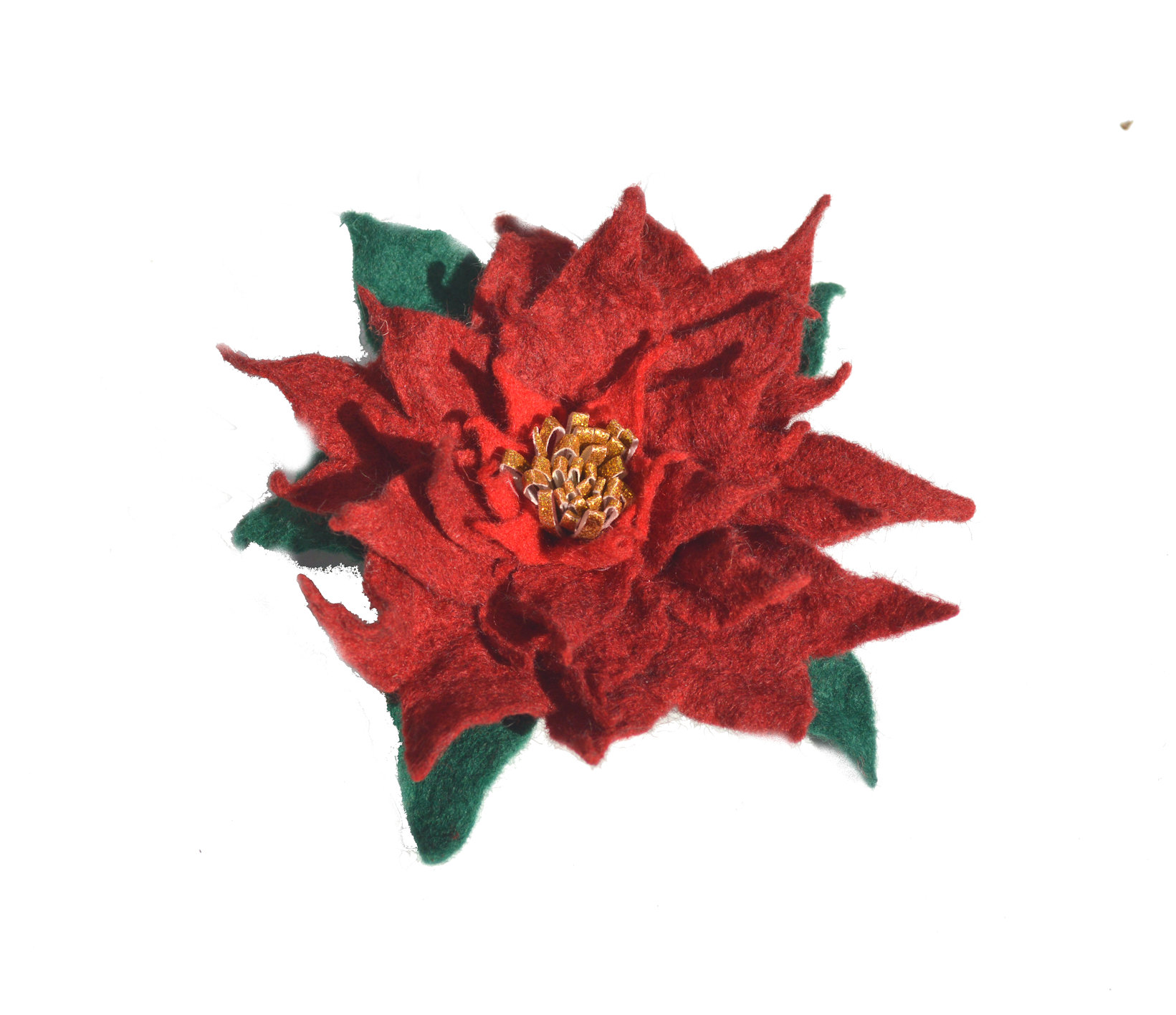 Red felt flower brooch poinsettia wool red flower pin brooch