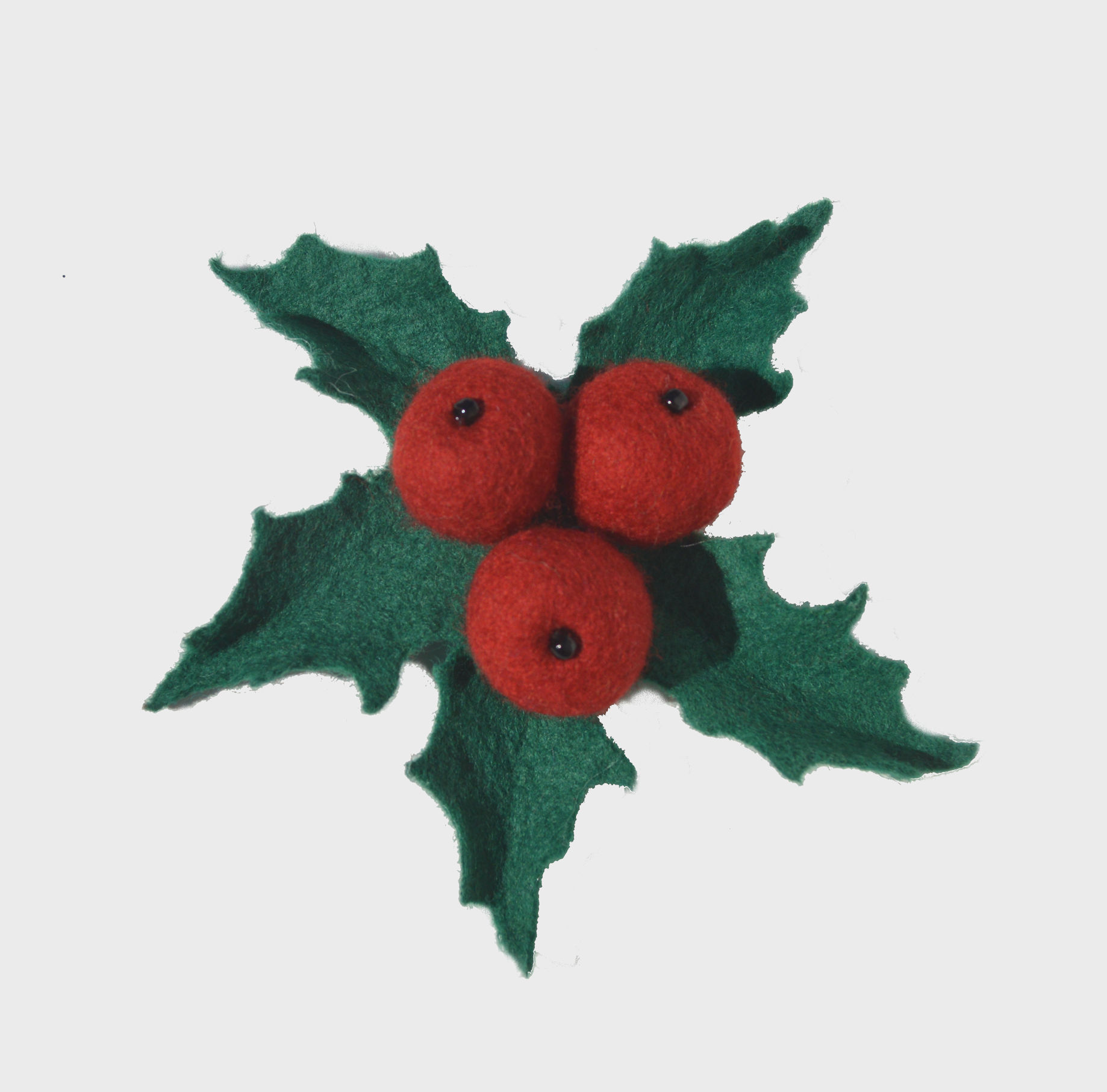 Holly berry brooch pin felted red wool berry