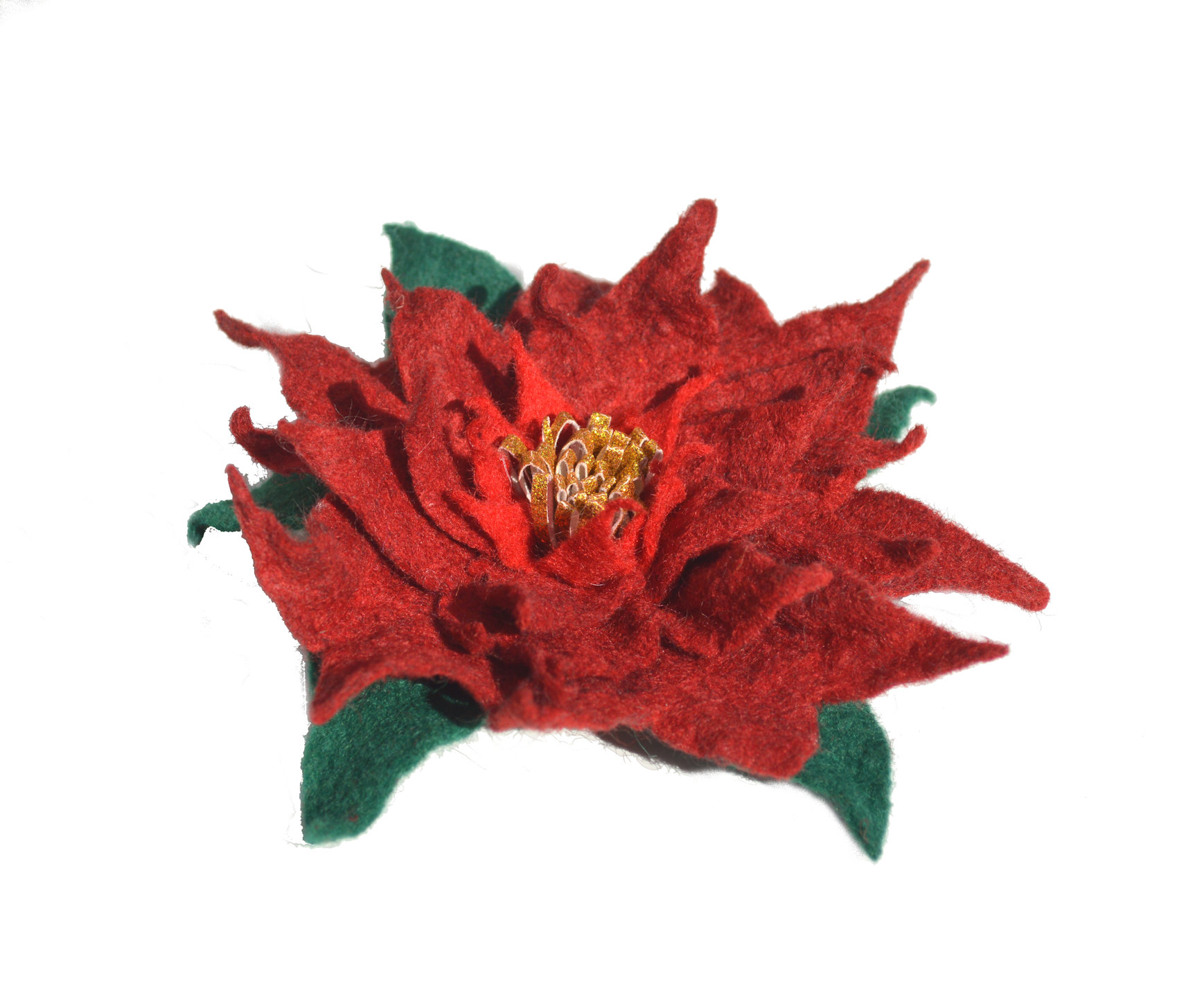 Red felt flower brooch poinsettia wool red flower pin brooch