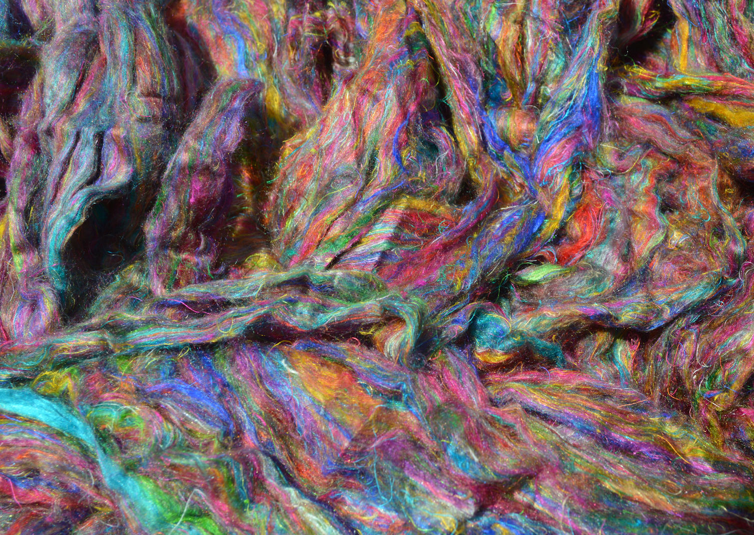 Recycled sari silk sliver roving 1oz, 2oz multicolored fiber for spinning felting