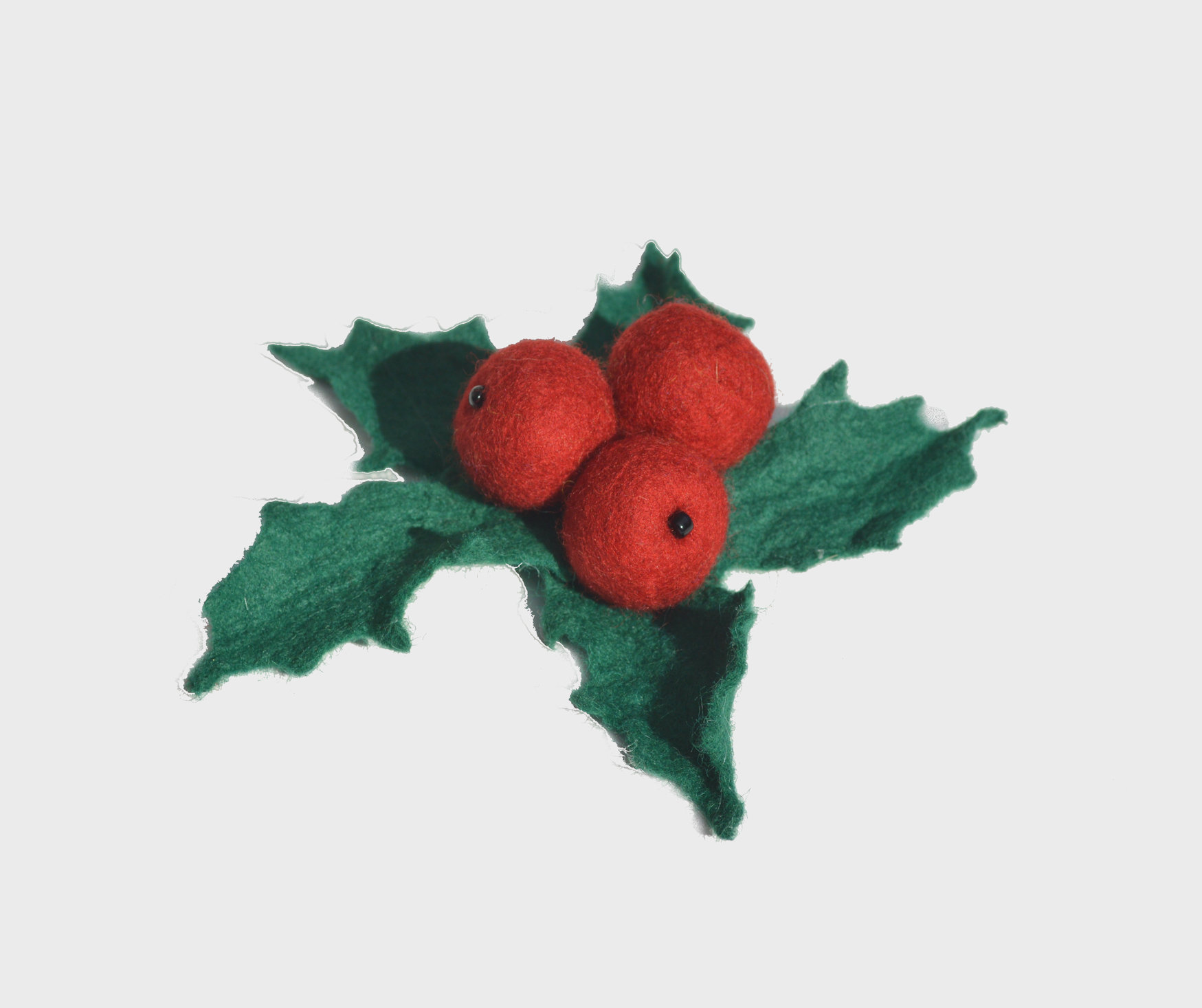Holly berry brooch pin felted red wool berry