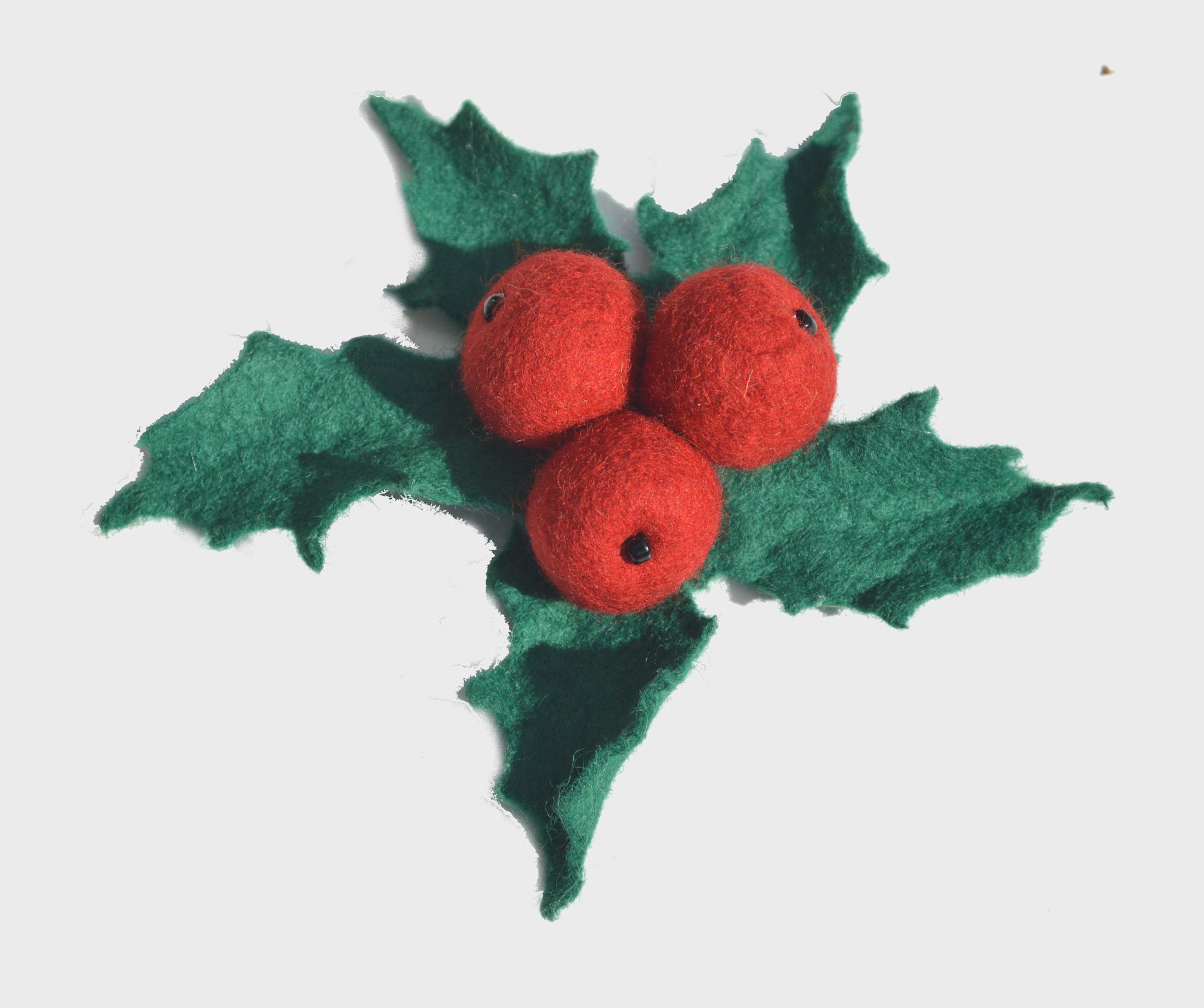 Holly berry brooch pin felted red wool berry