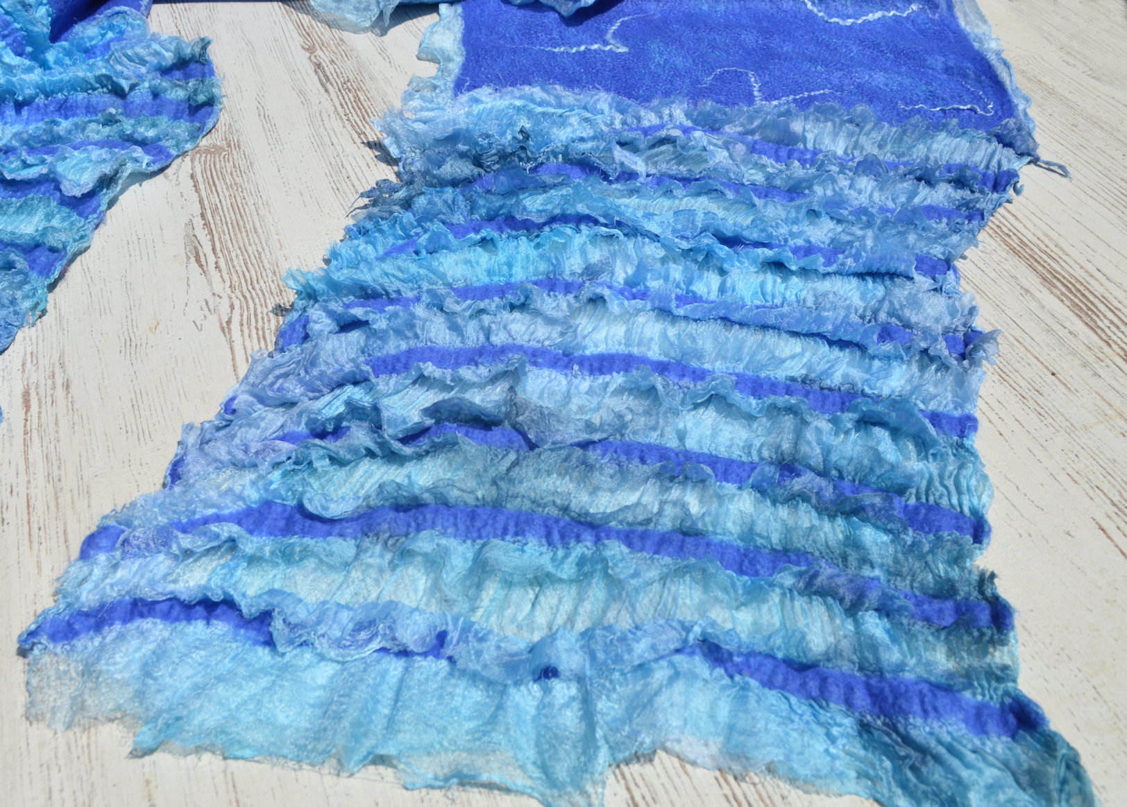 Handcrafted Blue Textured Scarf