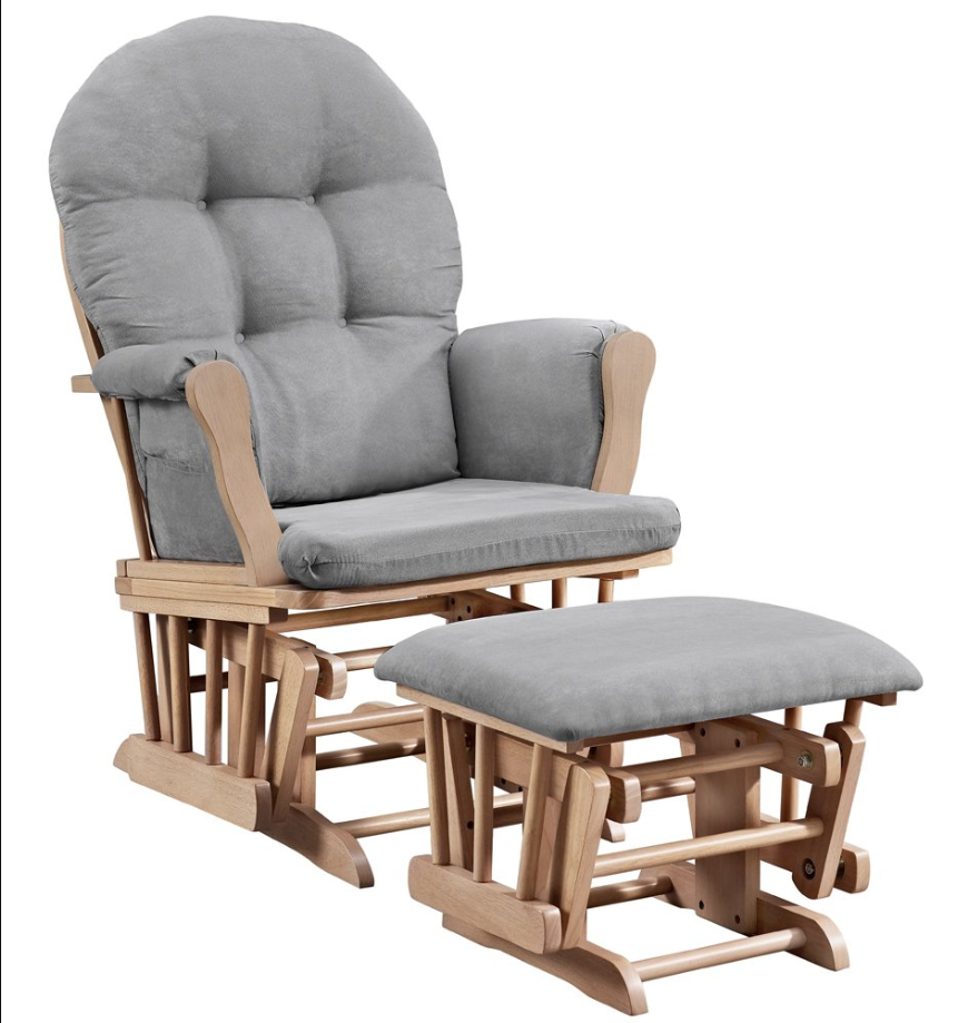 Windsor Glider and Ottoman, Natural and Gra