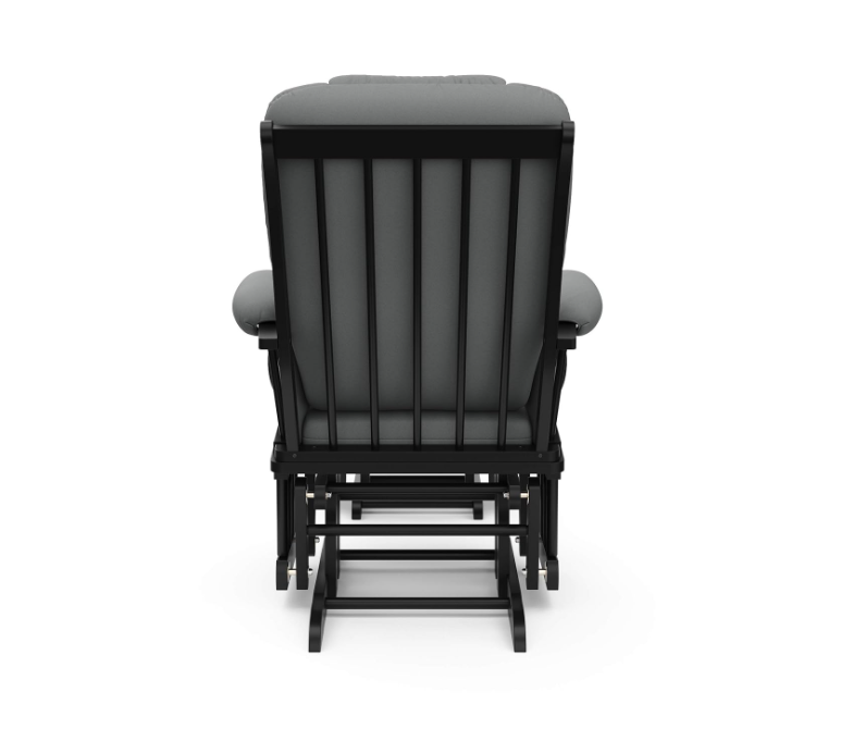 Tuscany Custom Glider and Ottoman with Free Lumbar Pillow (Black/Grey) - Cleanable Upholstered Comfort Rocking Nursery Chair with Ottoman