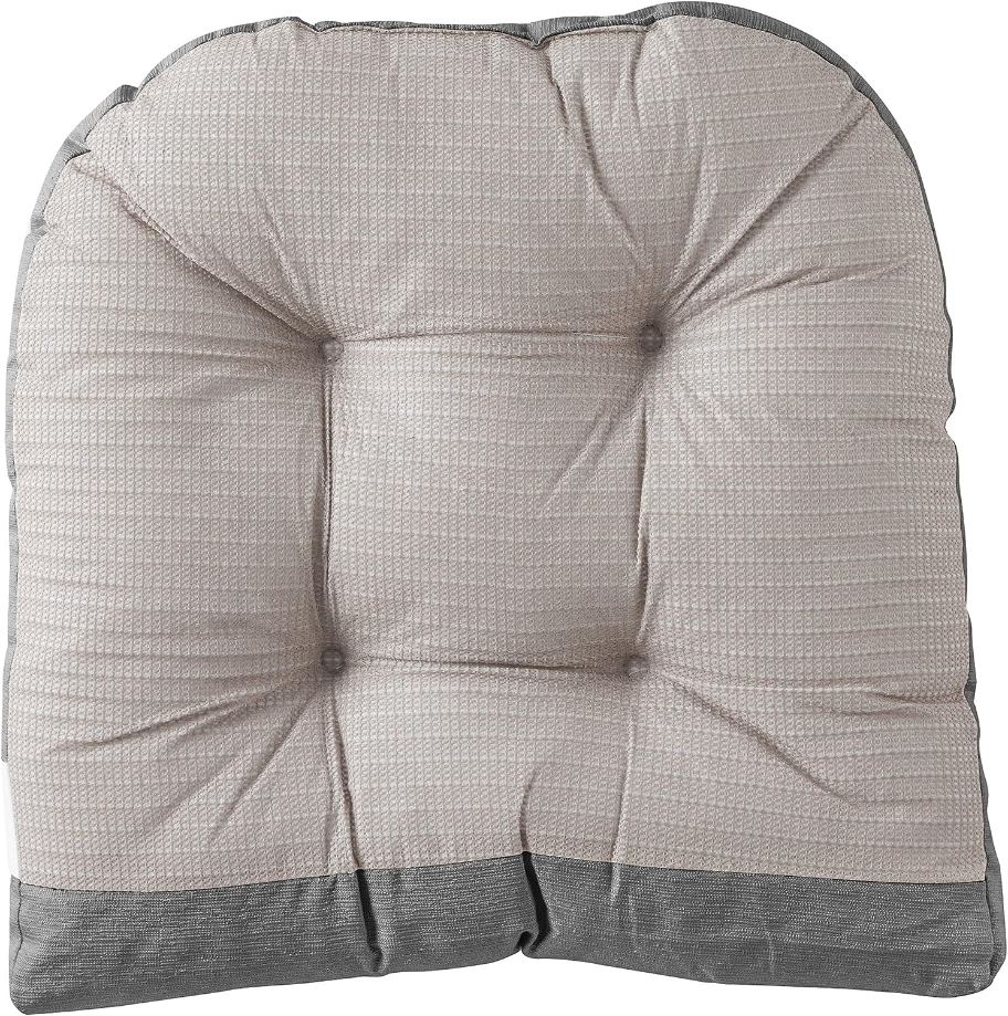 Rocking Chair Cushion Premium Tufted Pads Non Skid Slip Backed Upper and Lower with Ties, 2 Piece Set, Gray