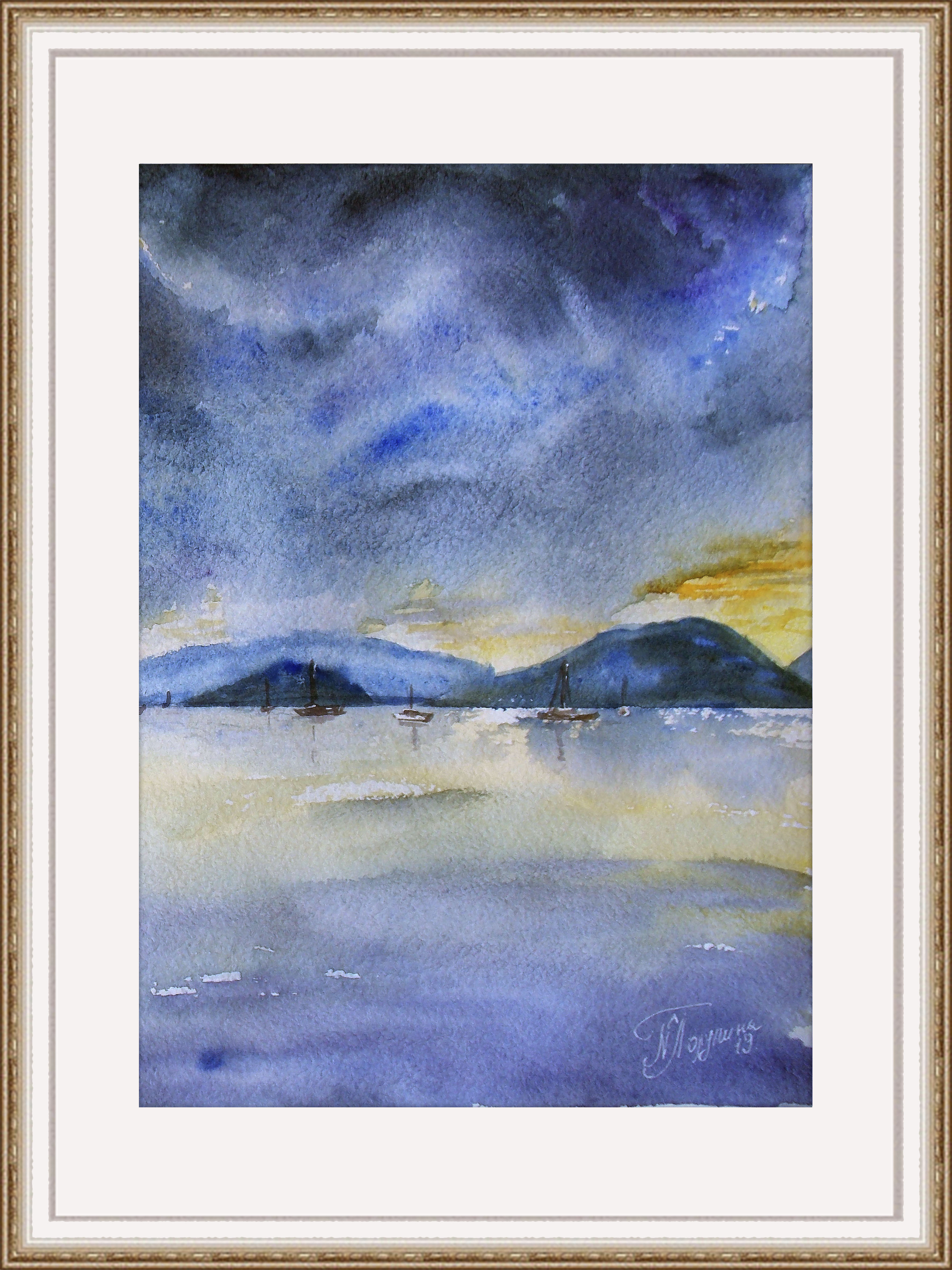 Set of 2 paintings Sea sunset