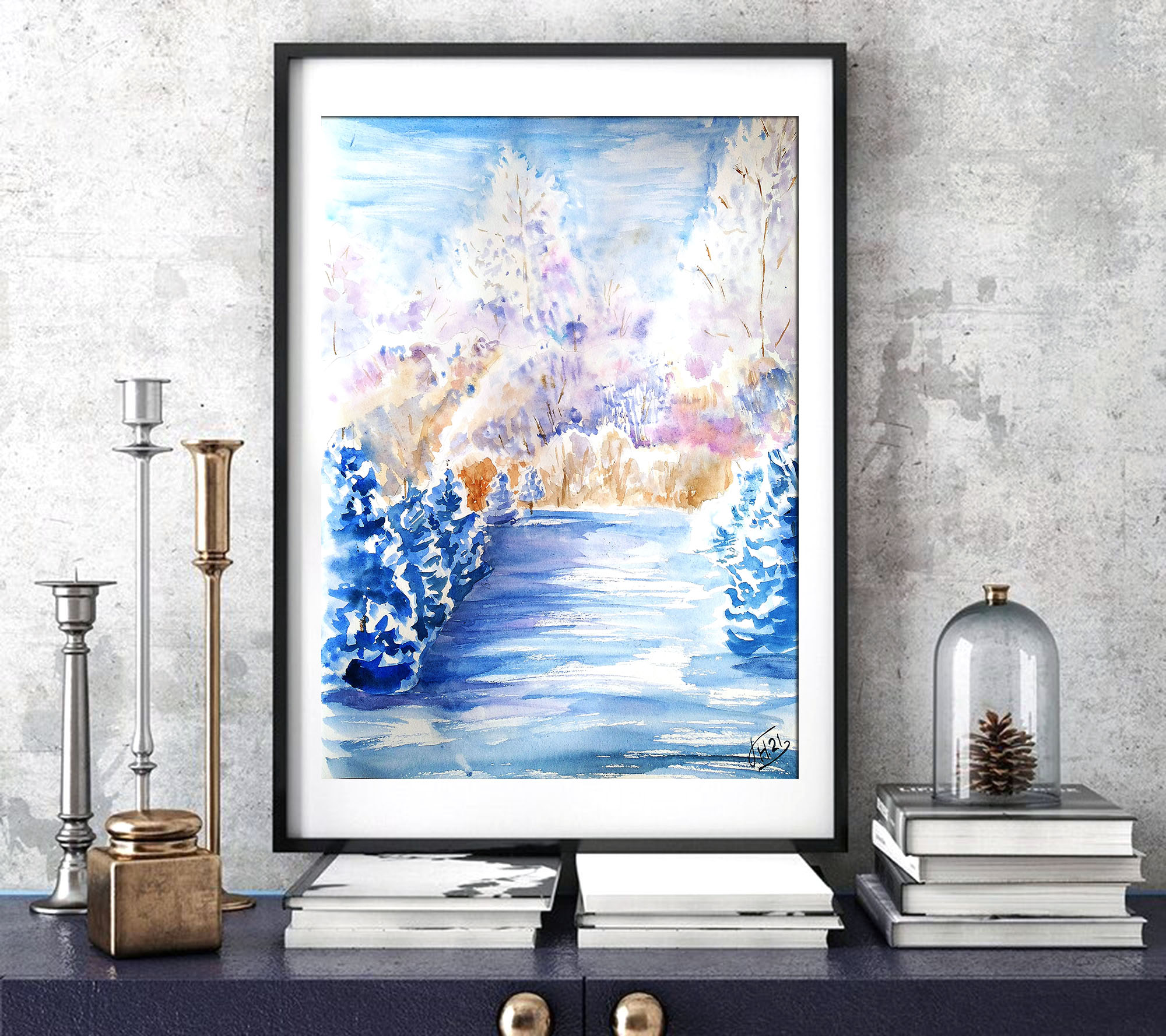 Landscape #17 Bright winter painting