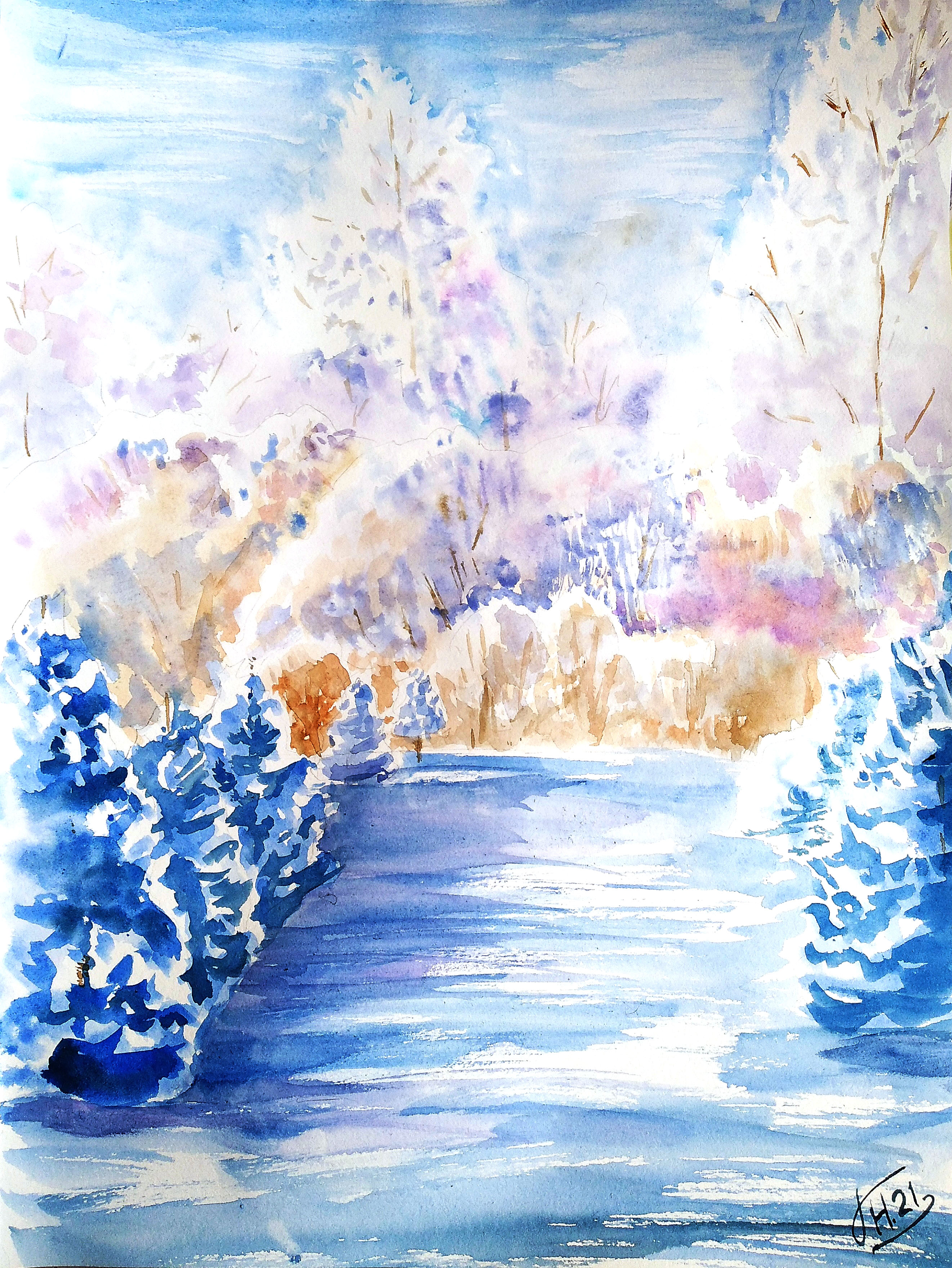 Landscape #17 Bright winter painting
