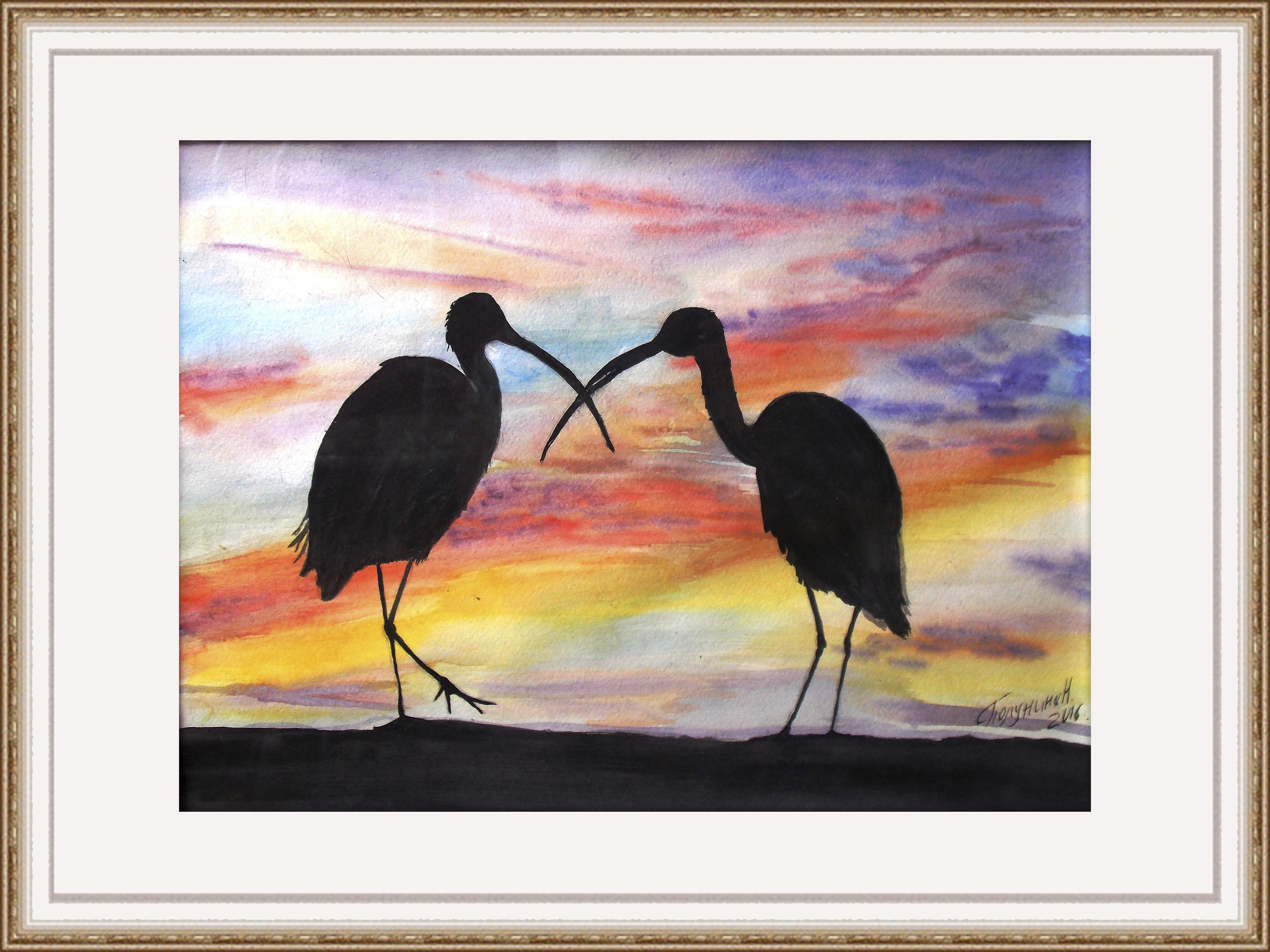 Seeing off the evening, Herons